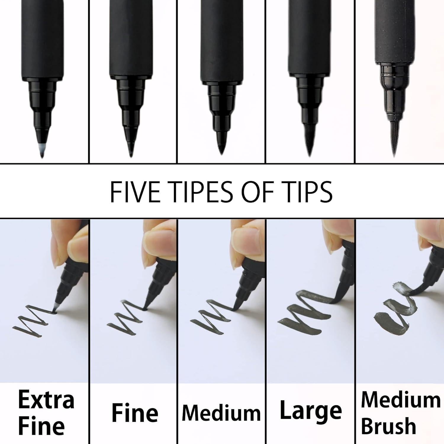 Set de 5 Pinceles Kuretake Bimoji para Caligrafía y Dibujo