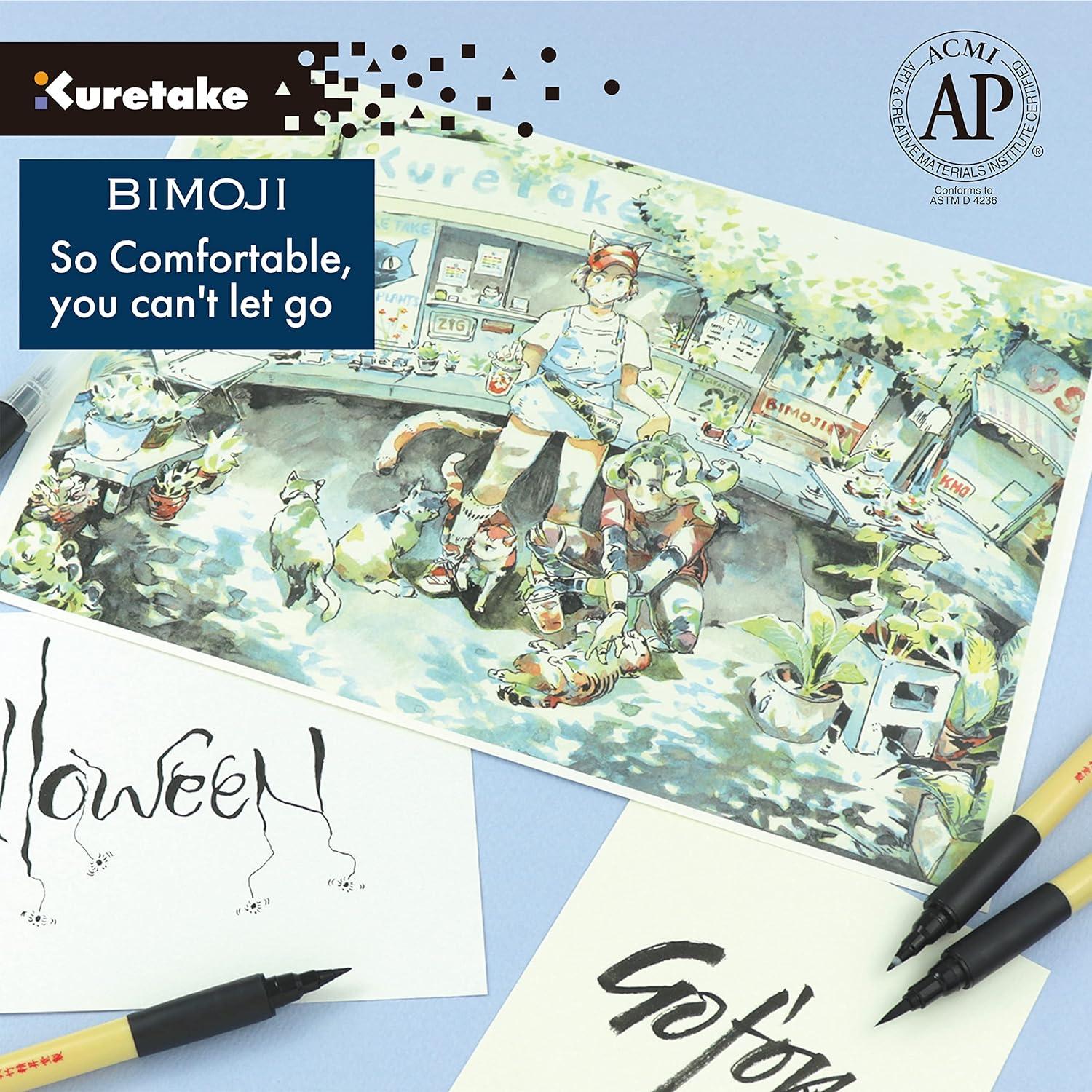 Set de 5 Pinceles Kuretake Bimoji para Caligrafía y Dibujo
