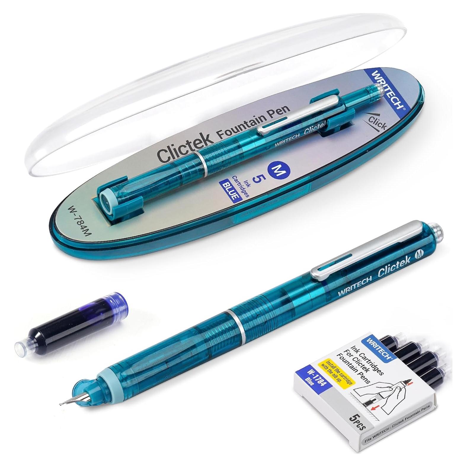 Pluma Estilográfica Retráctil WRITECH Azul Cuerpo Transparente