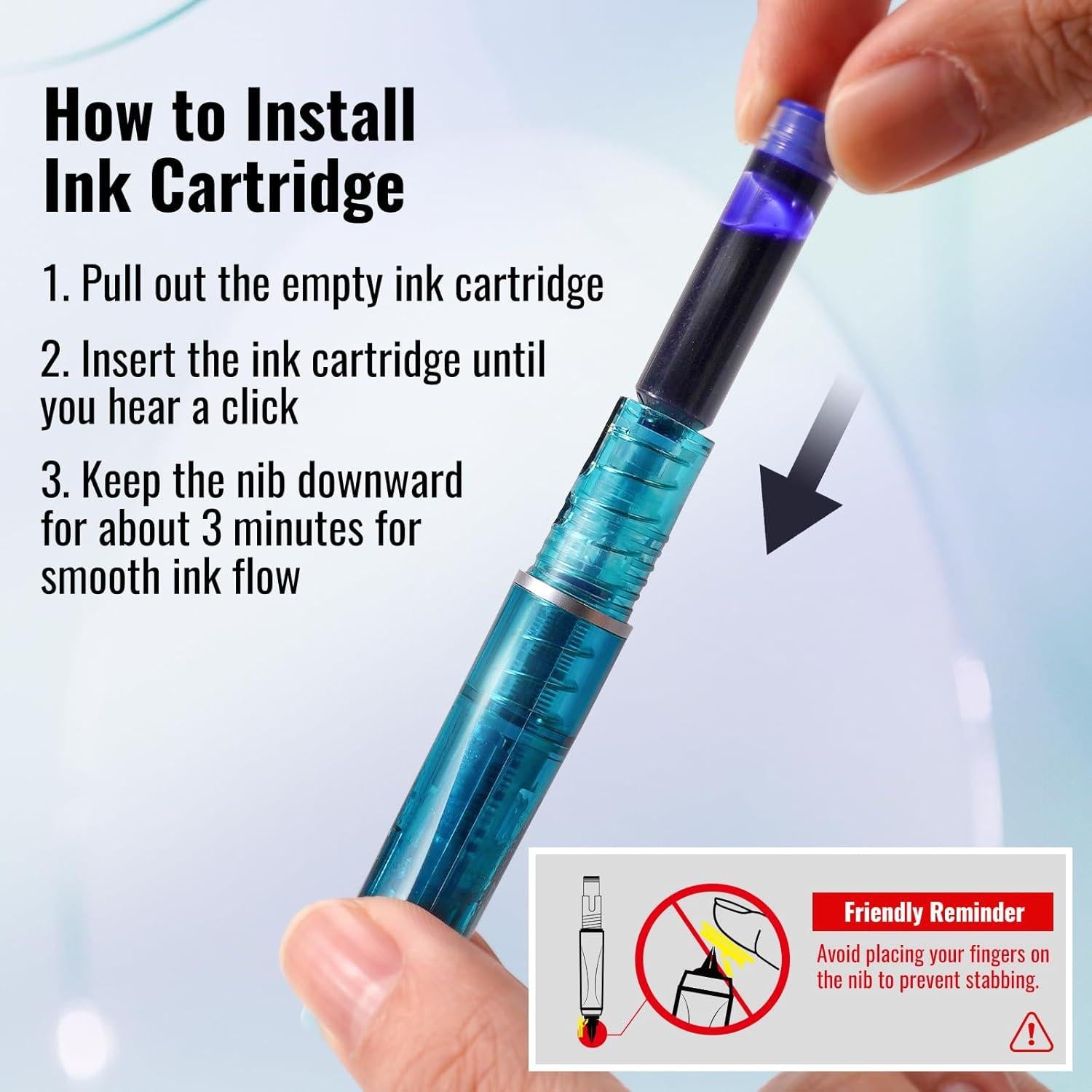 Pluma Estilográfica Retráctil WRITECH Azul Cuerpo Transparente