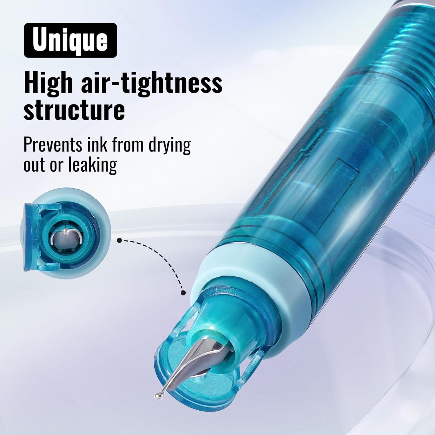 Pluma Estilográfica Retráctil WRITECH Azul Cuerpo Transparente