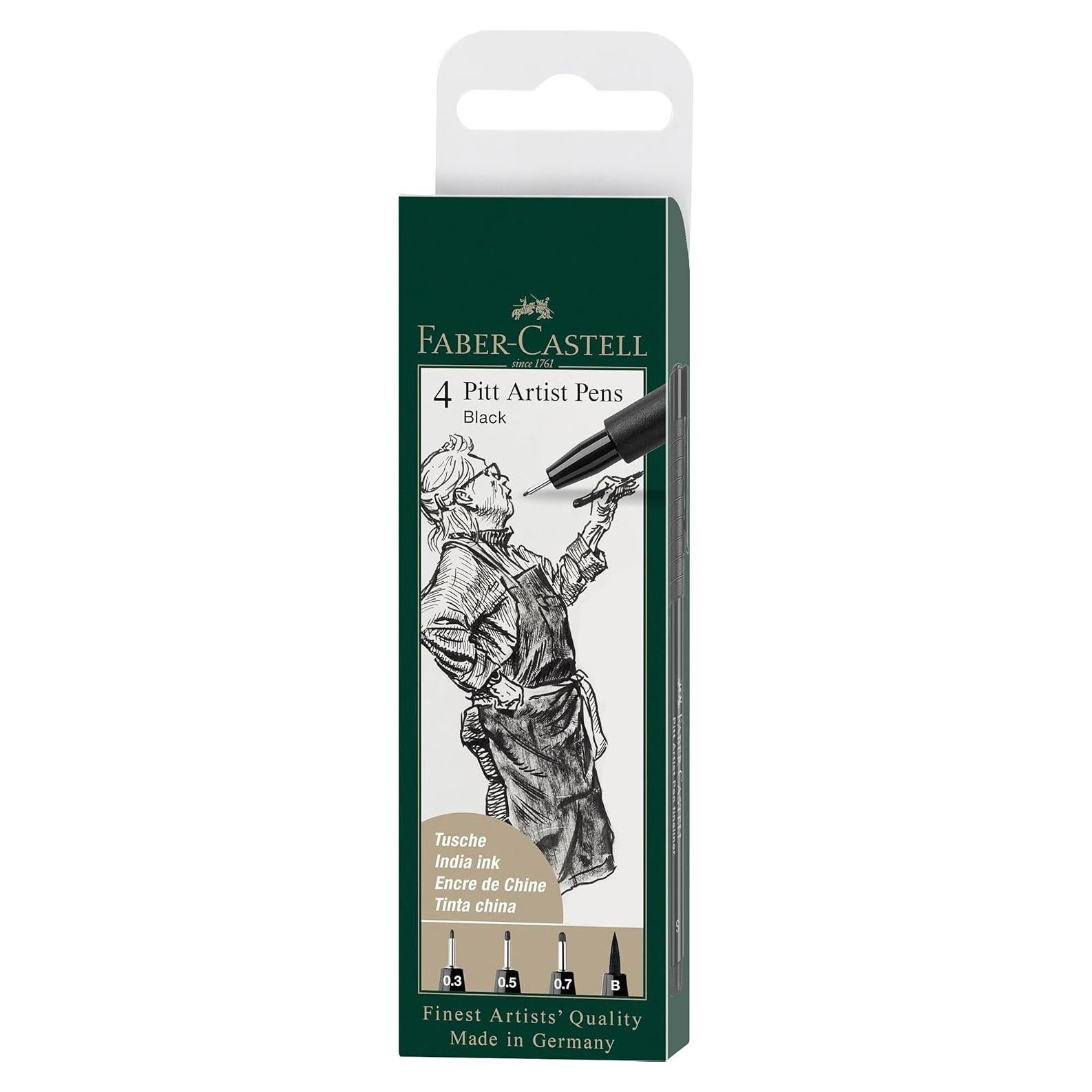 Set de 4 Bolígrafos Pitt Artist Faber-Castell Tinta Negra