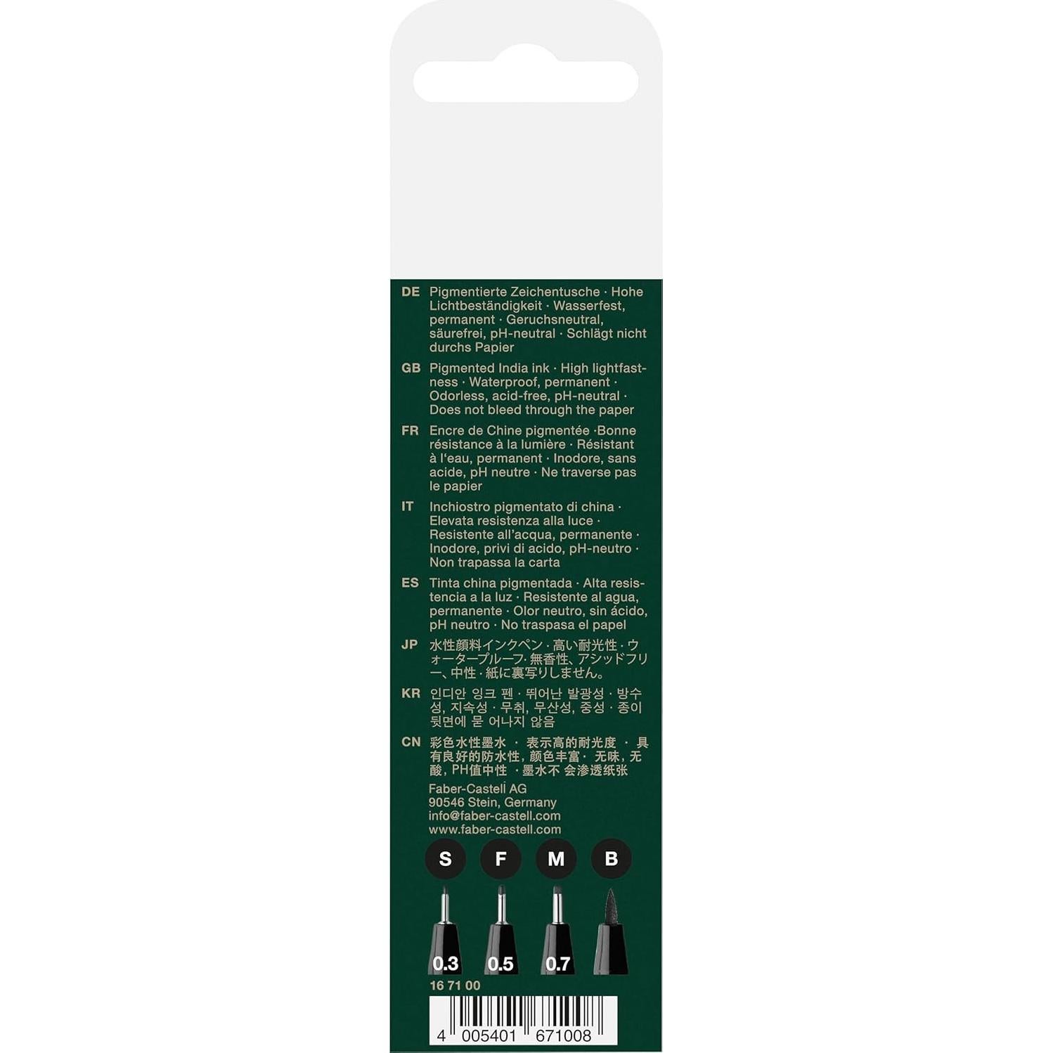 Set de 4 Bolígrafos Pitt Artist Faber-Castell Tinta Negra