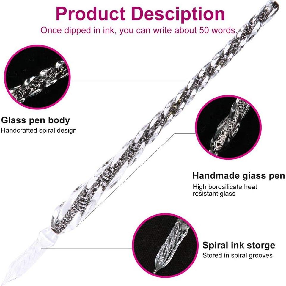 Conjunto de Pluma de Vidrio Thyggzjbs con 12 Tintas Coloridas