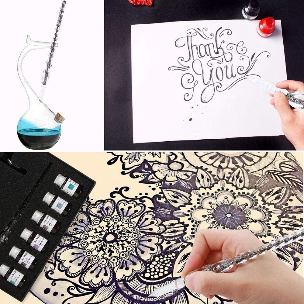 Conjunto de Pluma de Vidrio Thyggzjbs con 12 Tintas Coloridas