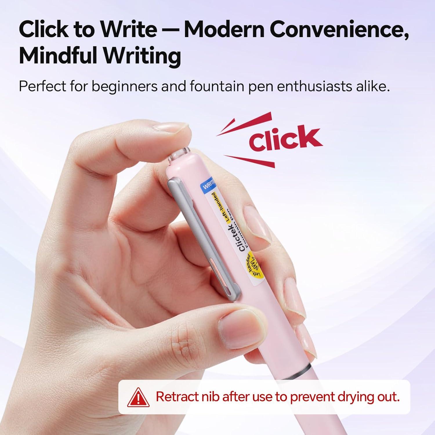 Pluma Fuente para Zurdos WRITECH WRI-784L Rosa con 5 Cartuchos