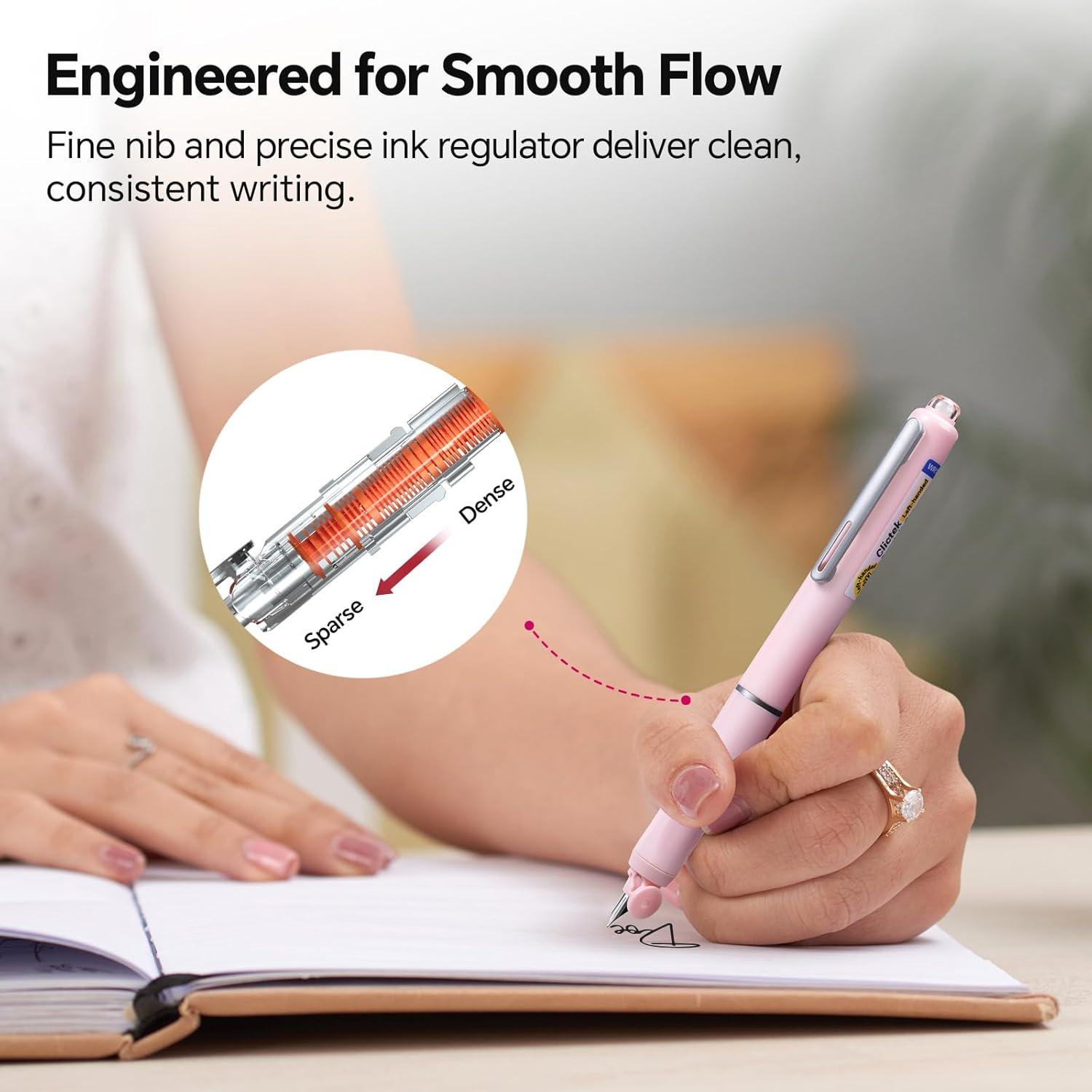 Pluma Fuente para Zurdos WRITECH WRI-784L Rosa con 5 Cartuchos