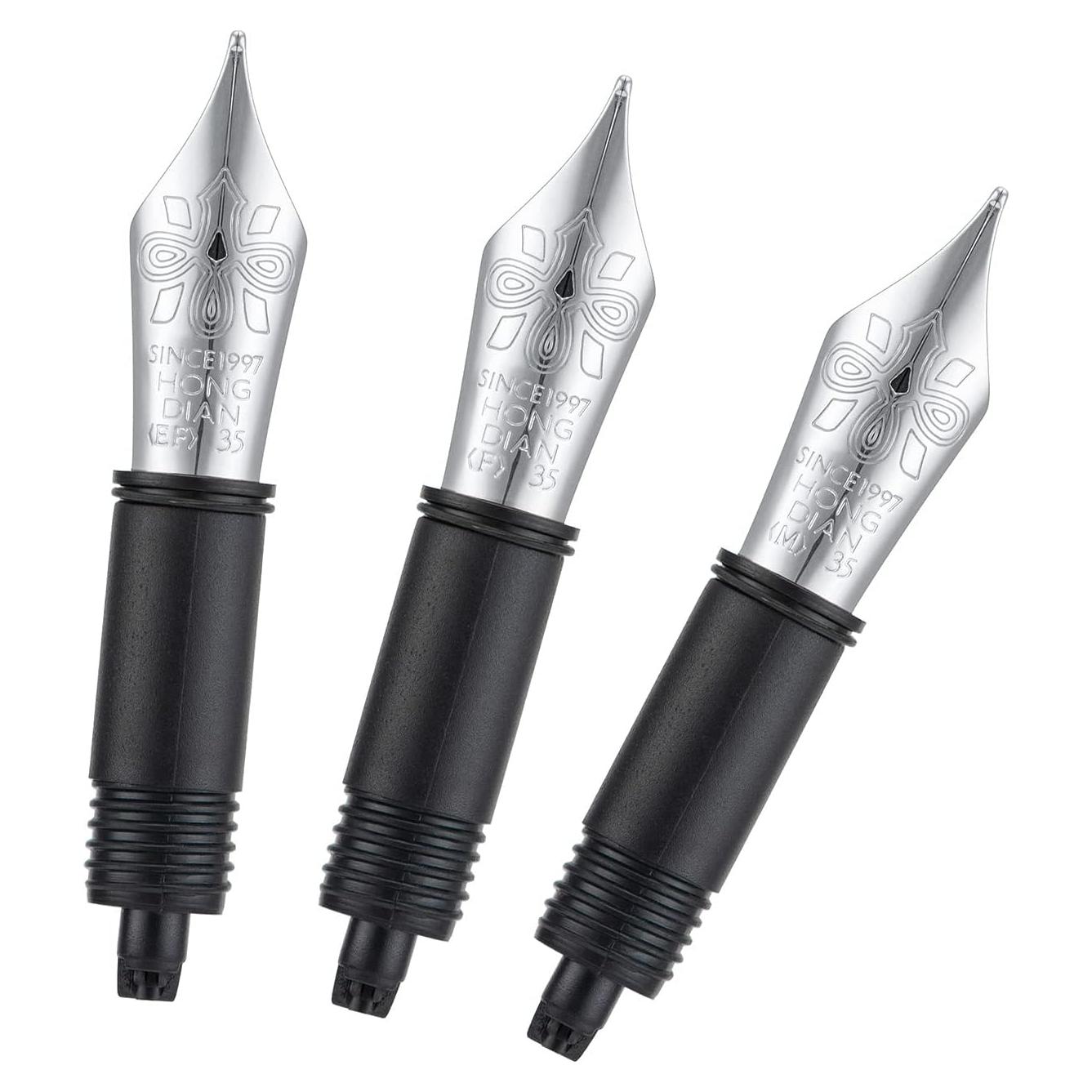 Juego de 3 Puntas de Pluma Fuente HONG DIAN Plata Extra Fina