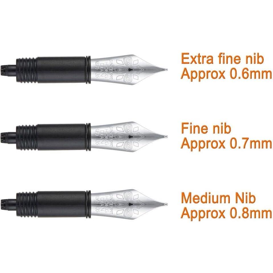 Juego de 3 Puntas de Pluma Fuente HONG DIAN Plata Extra Fina