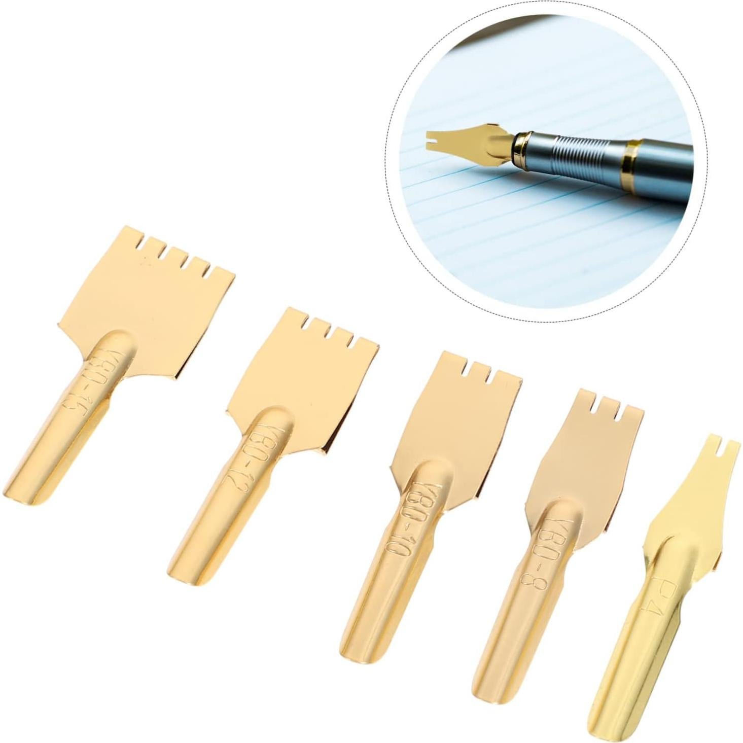 5 Puntas de Pluma de Caligrafía NUOBESTY - Latón Dorado