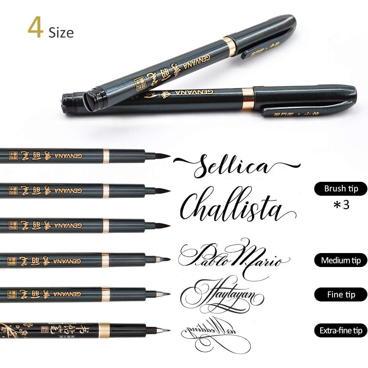 Marcadores de Caligrafía Rilanmit, 6 Piezas, Tinta Negra Recargable