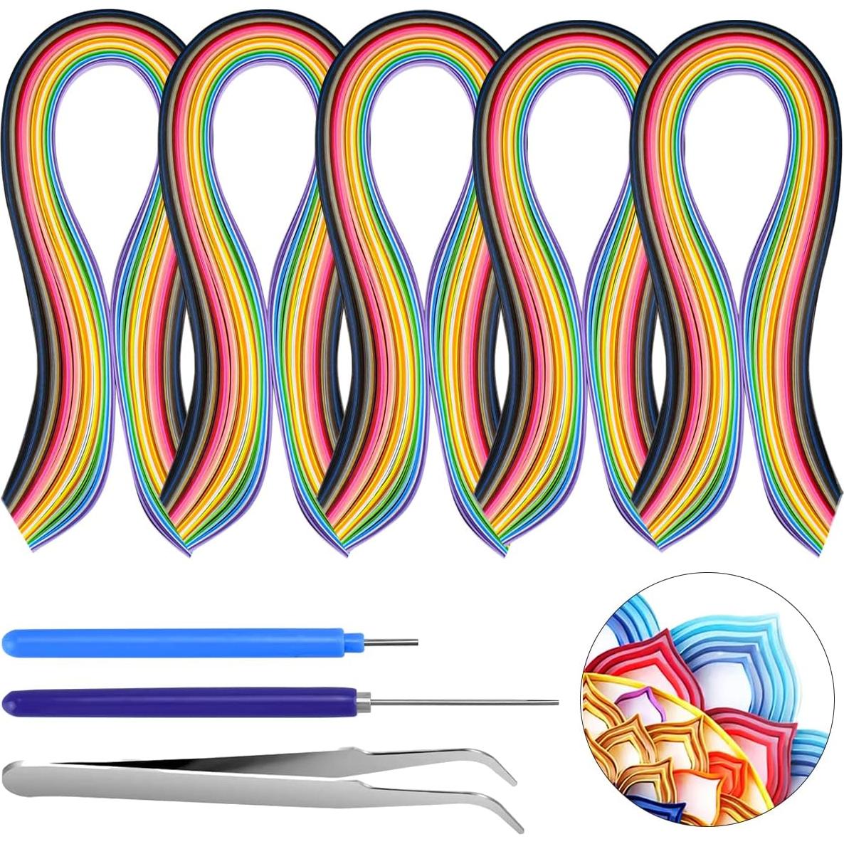Conjunto de Tiras de Papel Quilling Enenes 36 Colores 54 cm