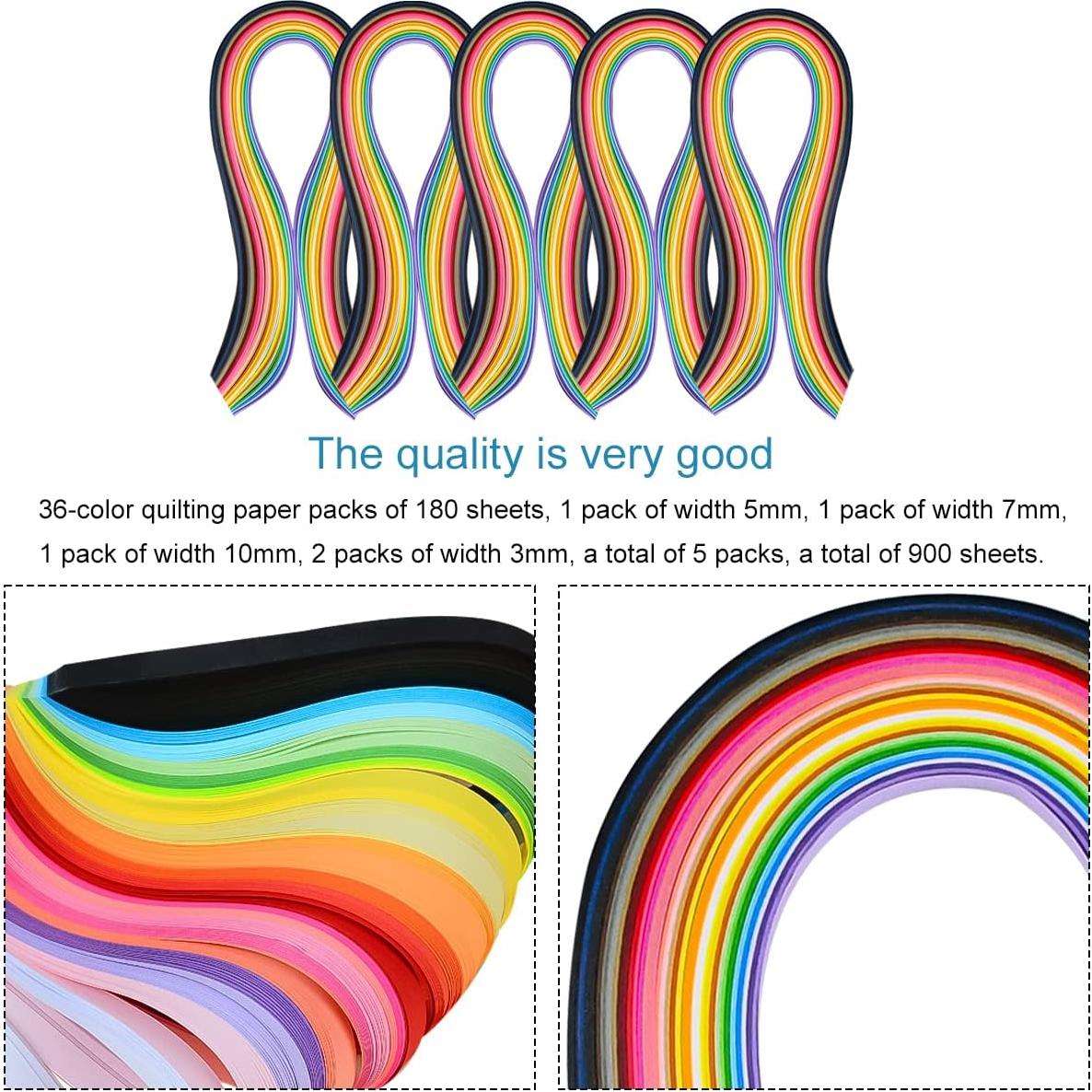 Conjunto de Tiras de Papel Quilling Enenes 36 Colores 54 cm