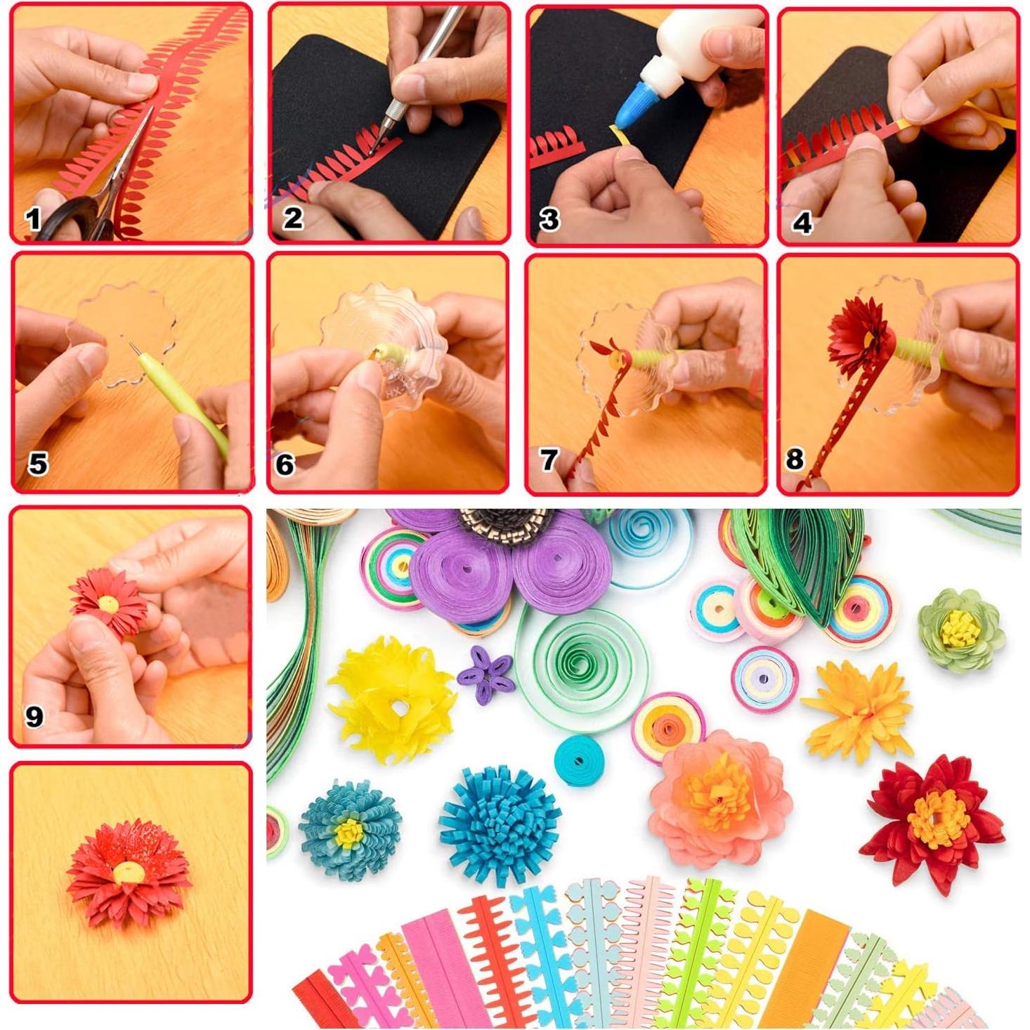 Woohome Kit de Quilling 1040 Tiras de Papel y Herramientas