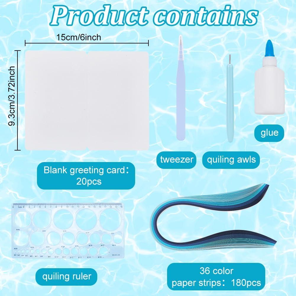 WEBEEDY Paper Quilling Kit 20 Sets DIY Sea Animals Paper Quilling Kit with Paper Quilling Strips Supplies Ocean Greeting Card Making Kits for Beginners DIY Handmade Crafts Home Room Wall Decor Gift