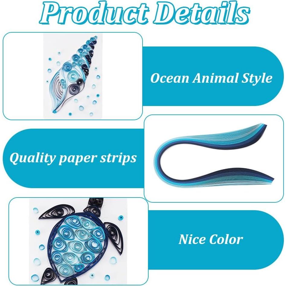 WEBEEDY Paper Quilling Kit 20 Sets DIY Sea Animals Paper Quilling Kit with Paper Quilling Strips Supplies Ocean Greeting Card Making Kits for Beginners DIY Handmade Crafts Home Room Wall Decor Gift