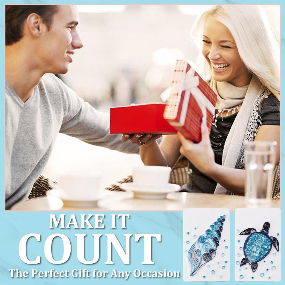 WEBEEDY Paper Quilling Kit 20 Sets DIY Sea Animals Paper Quilling Kit with Paper Quilling Strips Supplies Ocean Greeting Card Making Kits for Beginners DIY Handmade Crafts Home Room Wall Decor Gift