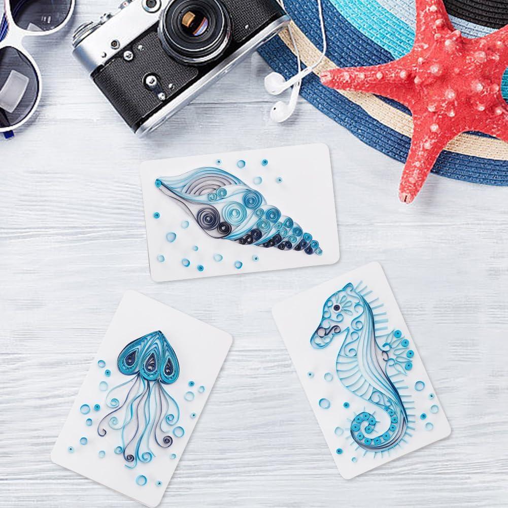 WEBEEDY Paper Quilling Kit 20 Sets DIY Sea Animals Paper Quilling Kit with Paper Quilling Strips Supplies Ocean Greeting Card Making Kits for Beginners DIY Handmade Crafts Home Room Wall Decor Gift