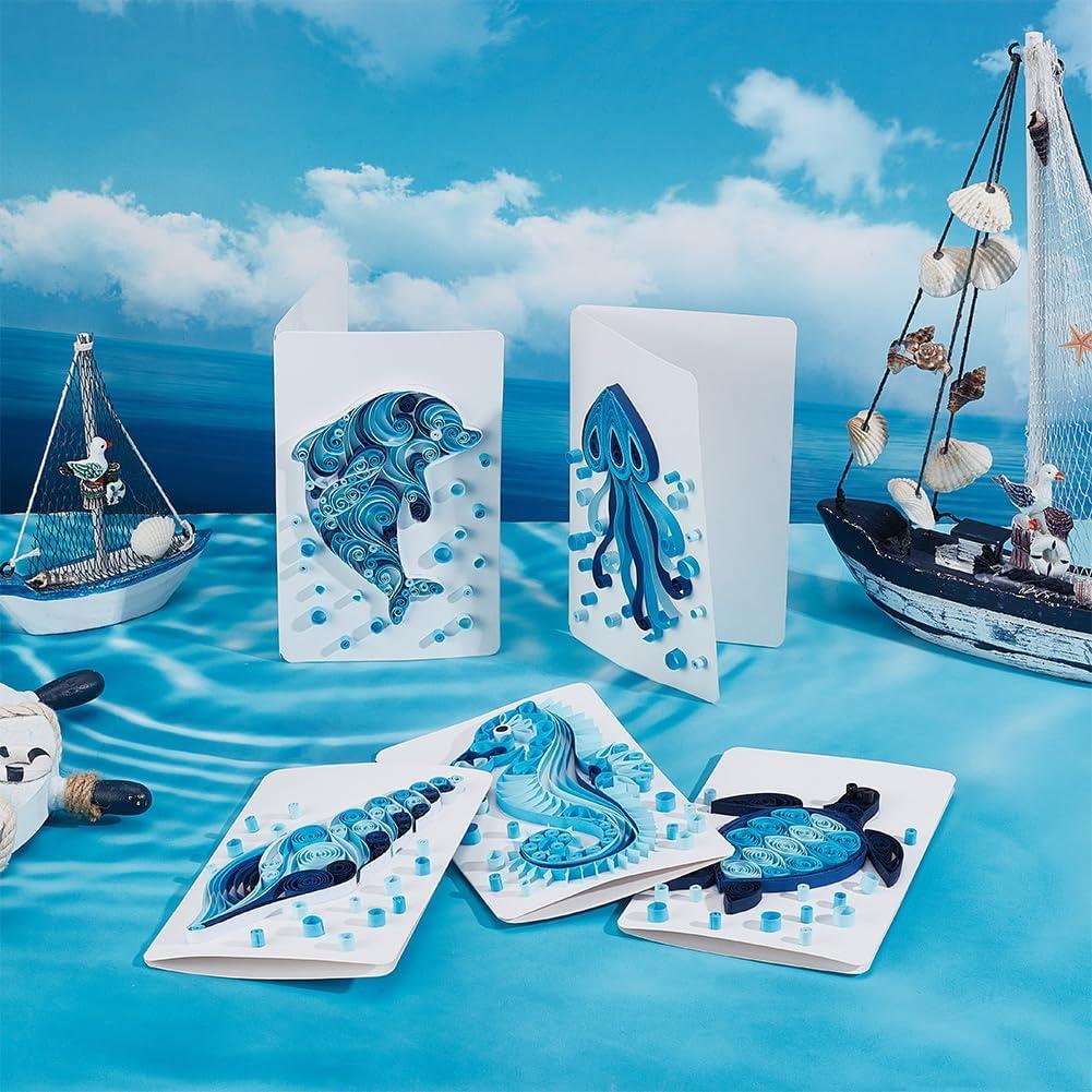 WEBEEDY Paper Quilling Kit 20 Sets DIY Sea Animals Paper Quilling Kit with Paper Quilling Strips Supplies Ocean Greeting Card Making Kits for Beginners DIY Handmade Crafts Home Room Wall Decor Gift