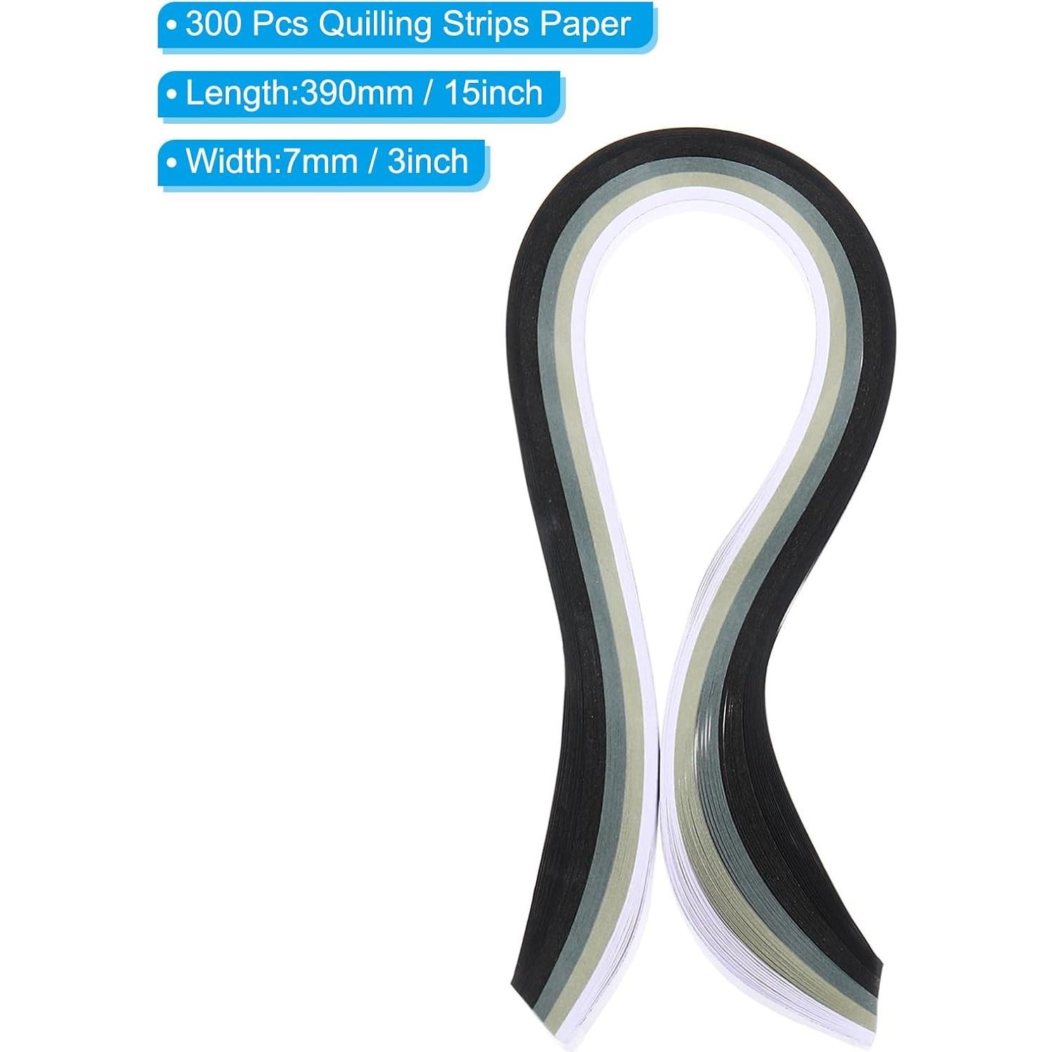 Tiras de Papel Quilling PATIKIL 390x7mm Gris Gradiente 300 Pcs