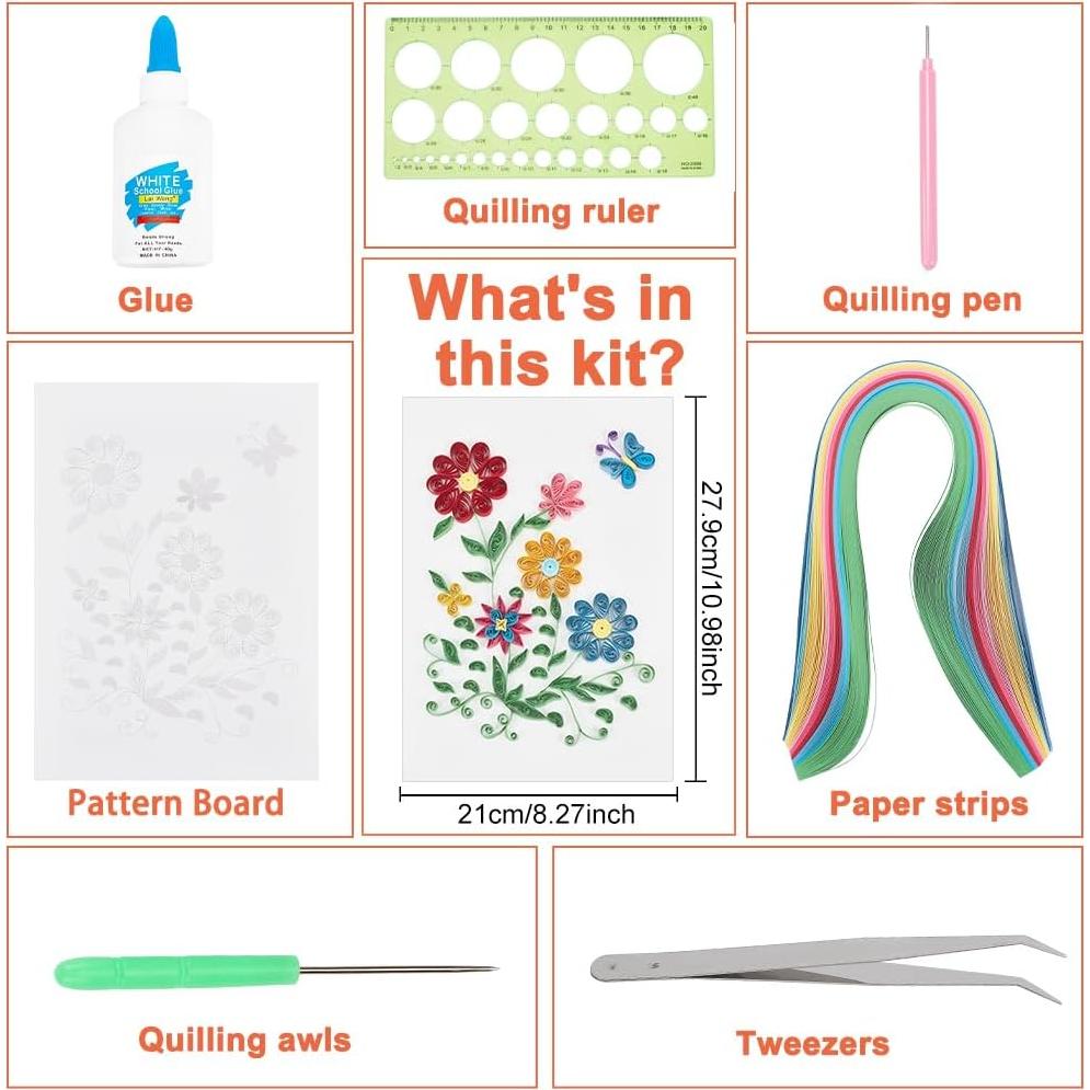 Kit de Quilling de Papel WEBEEDY Flores para Adultos DIY