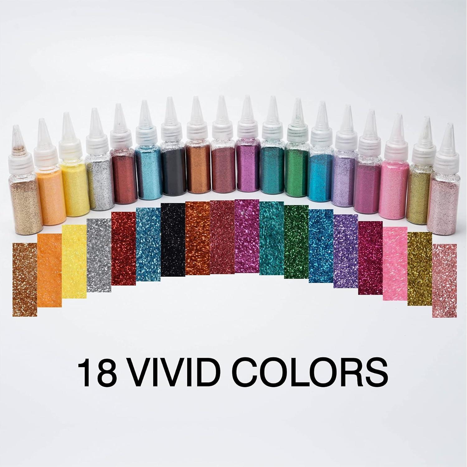 18 Colores Polvo de Brillo Acrílico DECOYARDOO 216g Multiusos