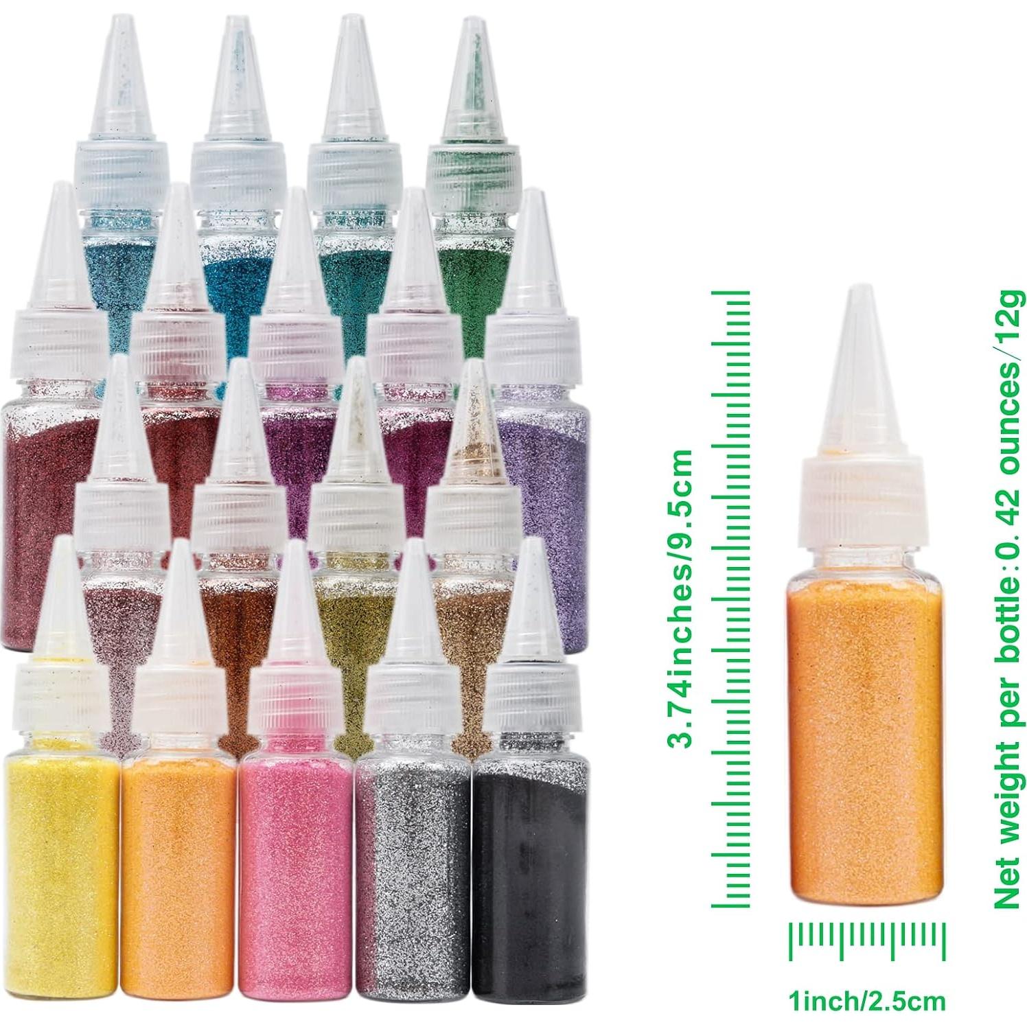 18 Colores Polvo de Brillo Acrílico DECOYARDOO 216g Multiusos