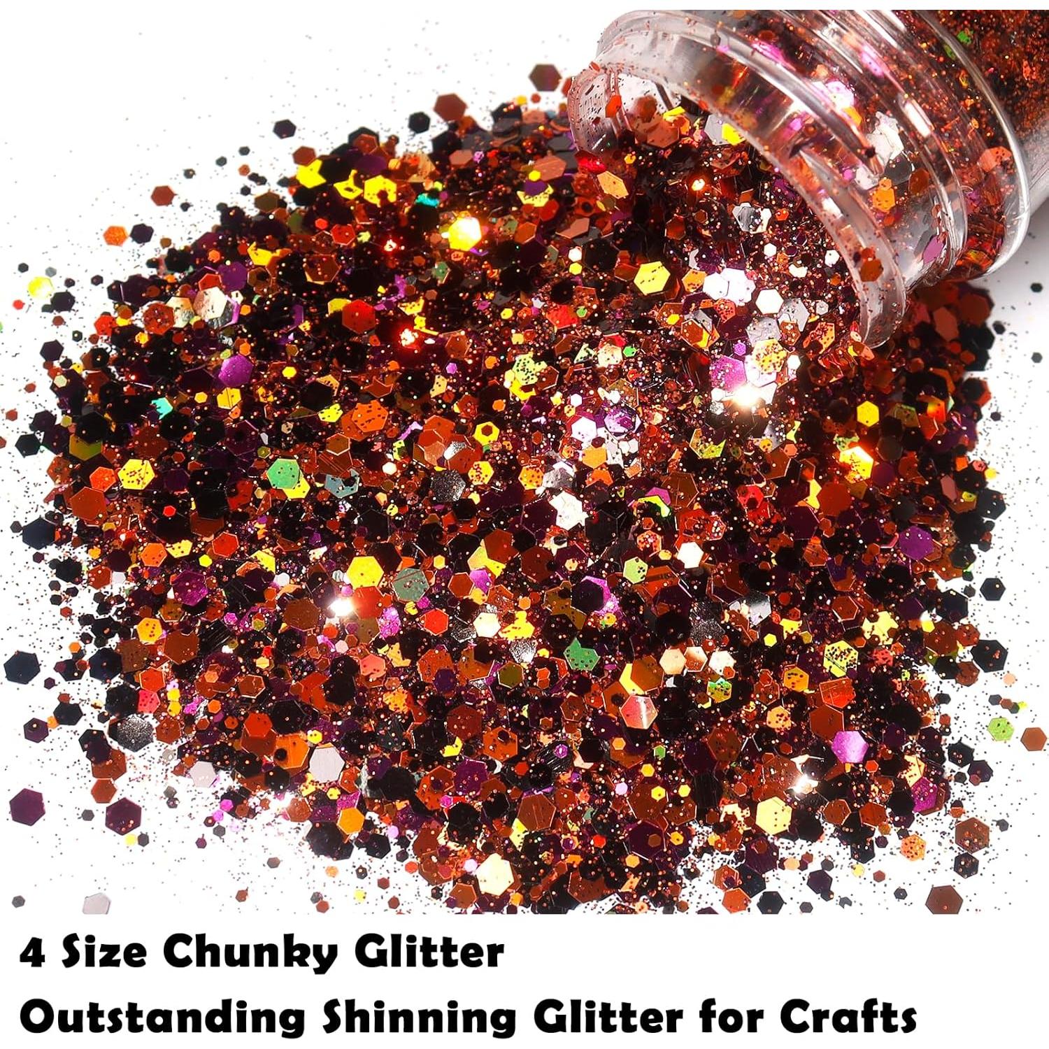 Brillo Grueso Hexagonal Renfio 50g Naranja Púrpura Negro Halloween