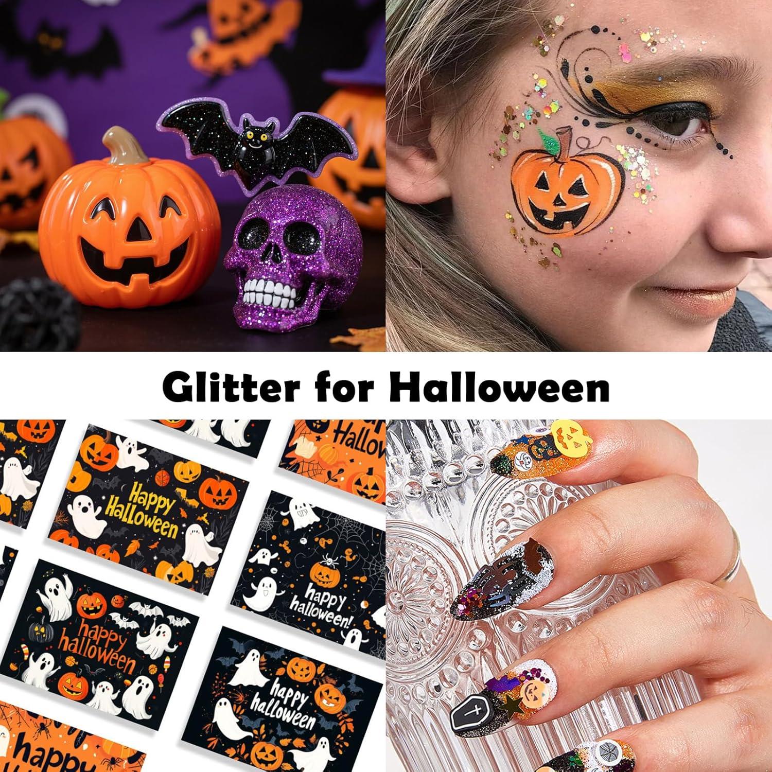 Brillo Grueso Hexagonal Renfio 50g Naranja Púrpura Negro Halloween