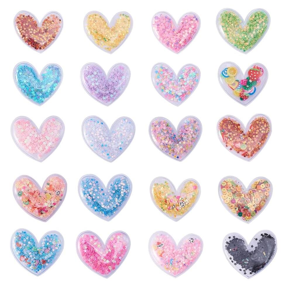 Cabochones Corazón Ipotkitt 50Pcs PVC Brillante 45x51mm