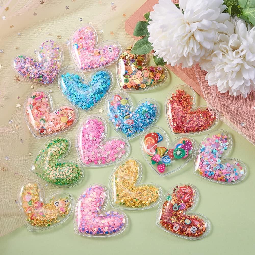 Cabochones Corazón Ipotkitt 50Pcs PVC Brillante 45x51mm