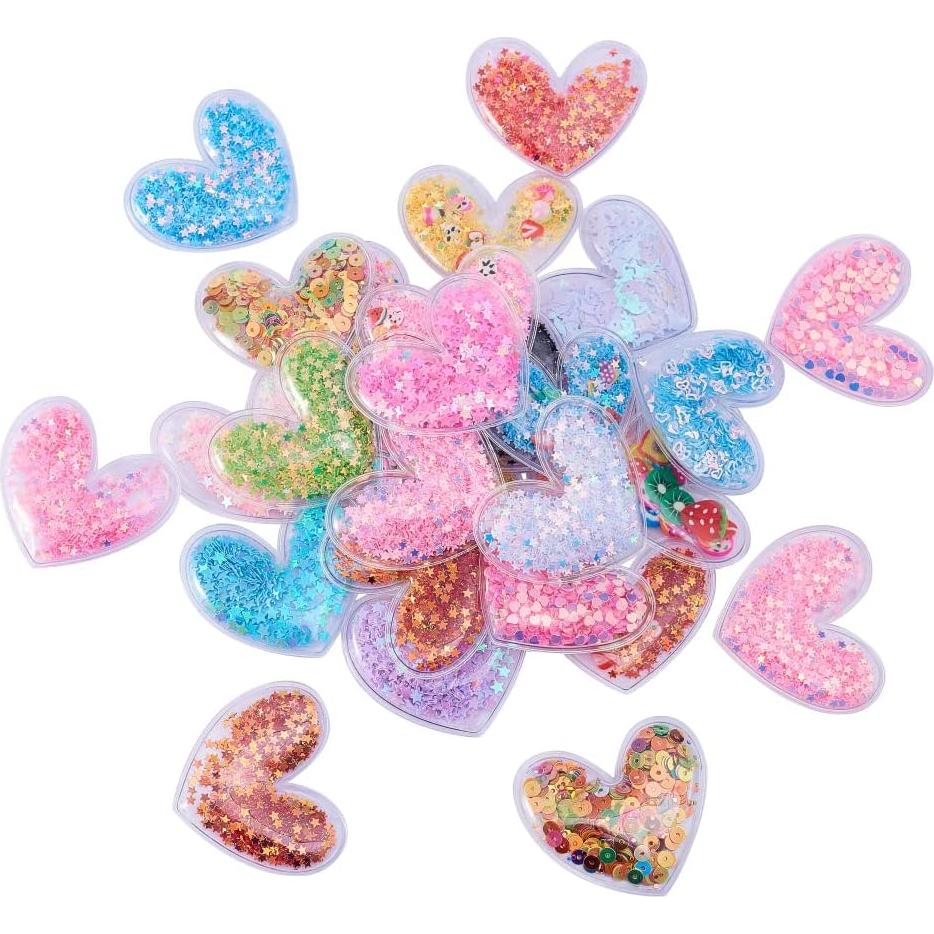 Cabochones Corazón Ipotkitt 50Pcs PVC Brillante 45x51mm