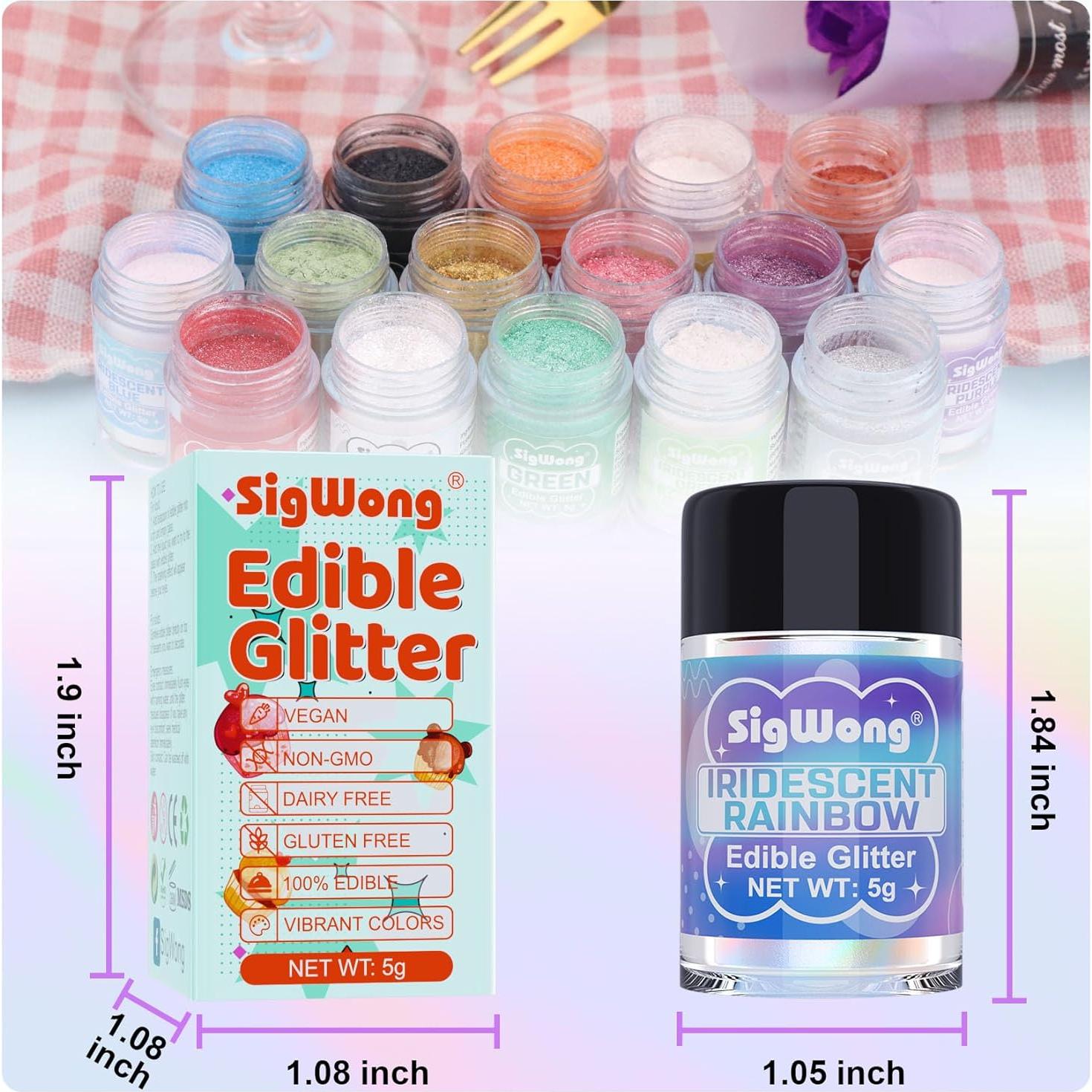 Glitter Comestible Arcoíris SigWong - 5g Brillo Alimenticio