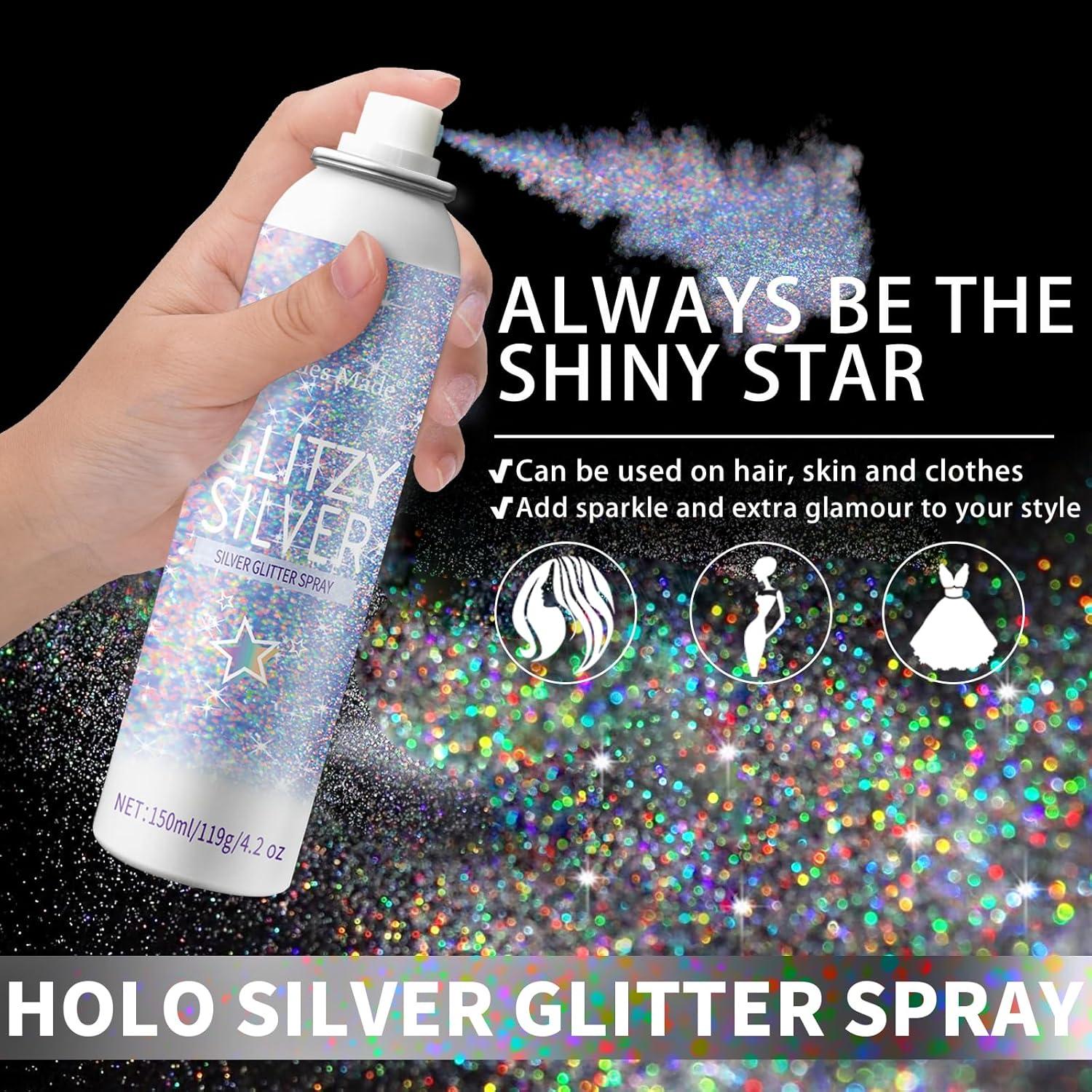 Spray Brillante Holográfico Plateado Elitles Made 150ML