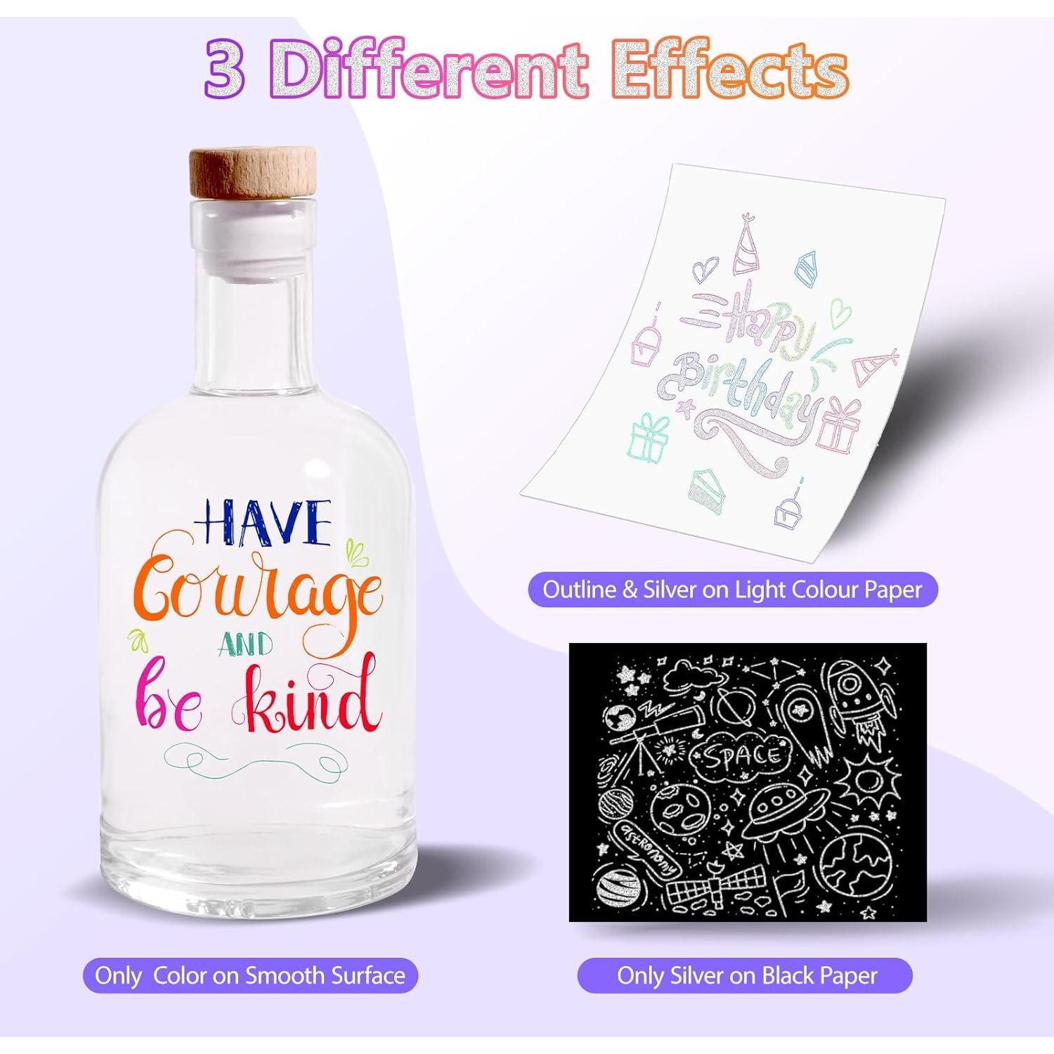 Marcadores Brillantes WISHOMEIN 12 Colores Doble Línea 2mm