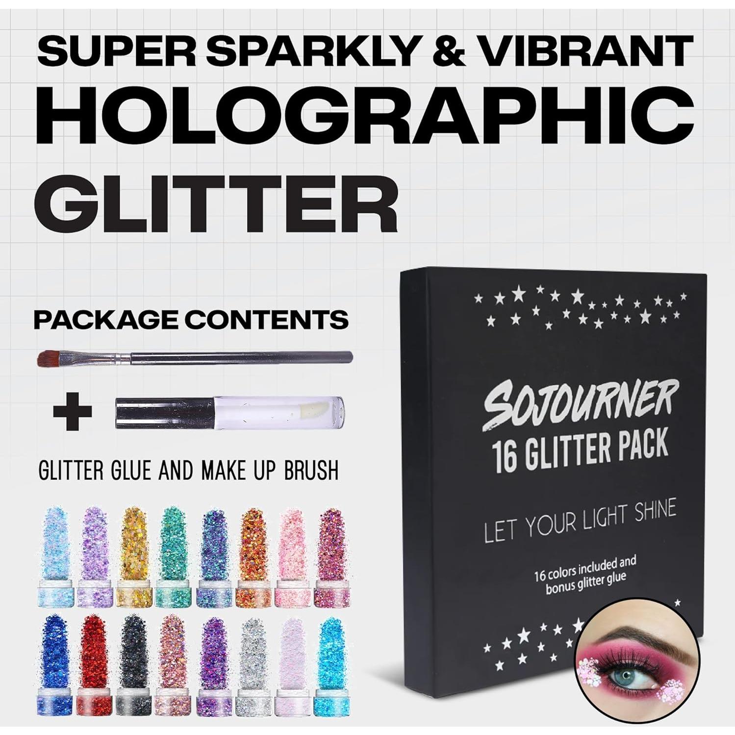 Glitter Corporal Holográfico Chunky Sojourner 16 Colores + Pegamento