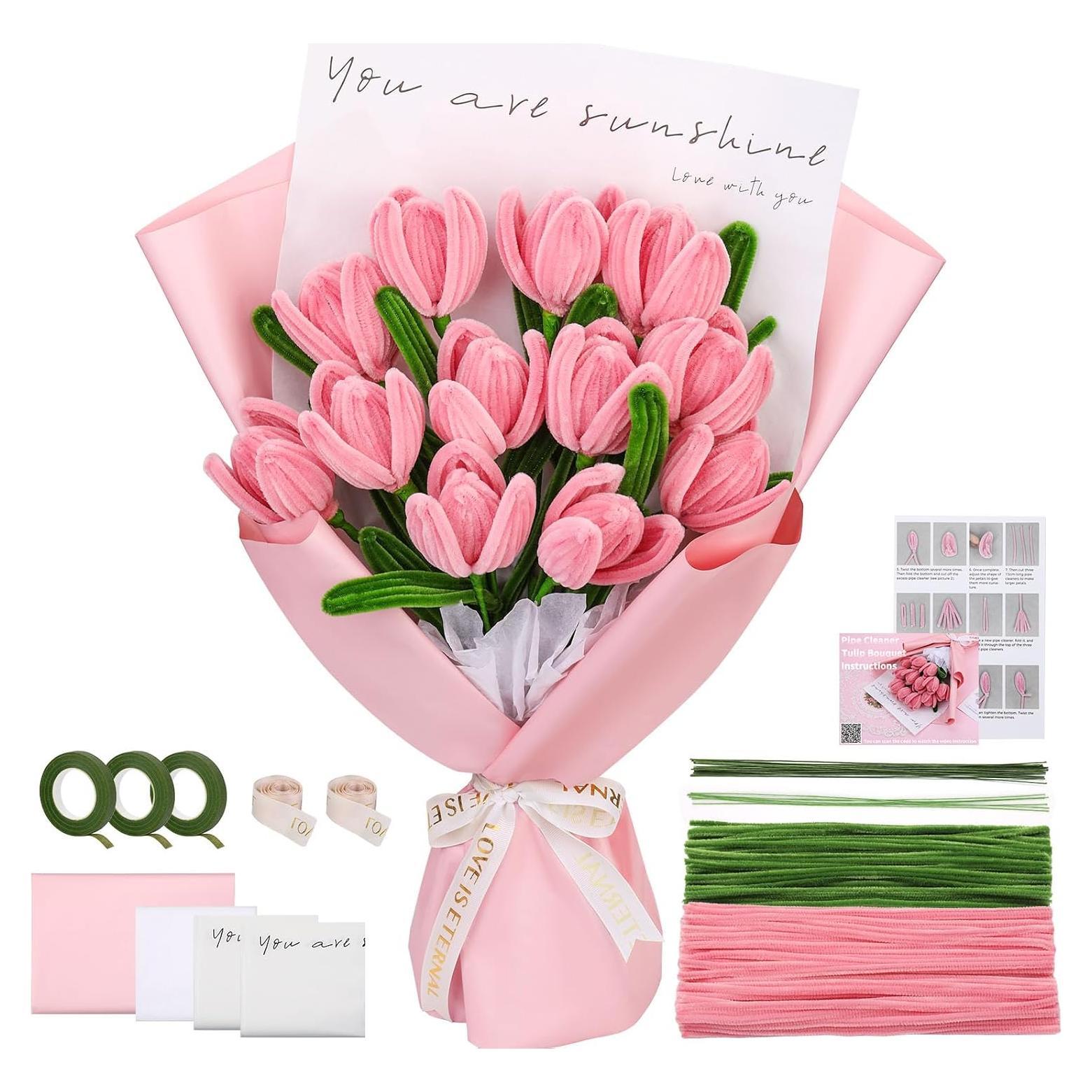 Kit de Manualidades UzecPk - Limpiapipas Rosa y Verde