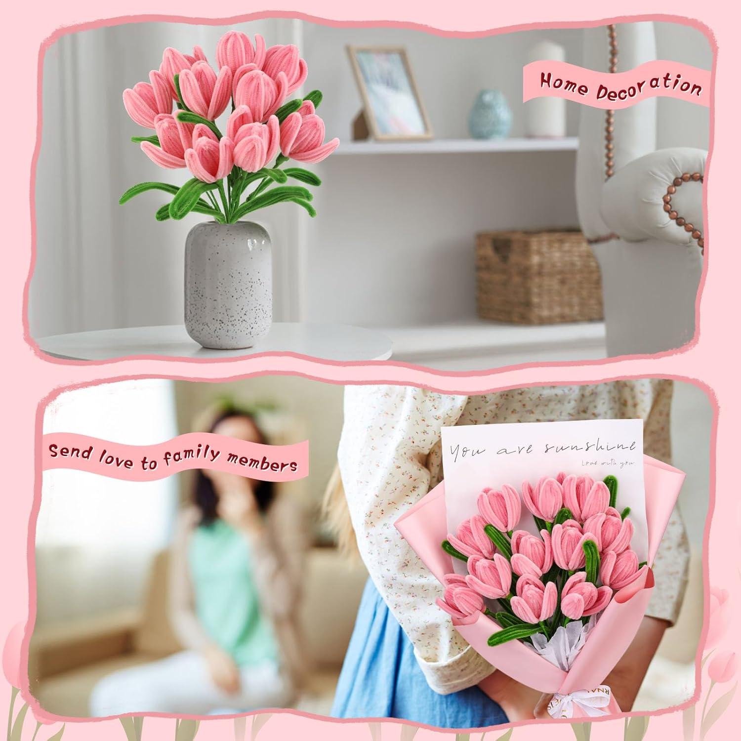 Kit de Manualidades UzecPk - Limpiapipas Rosa y Verde