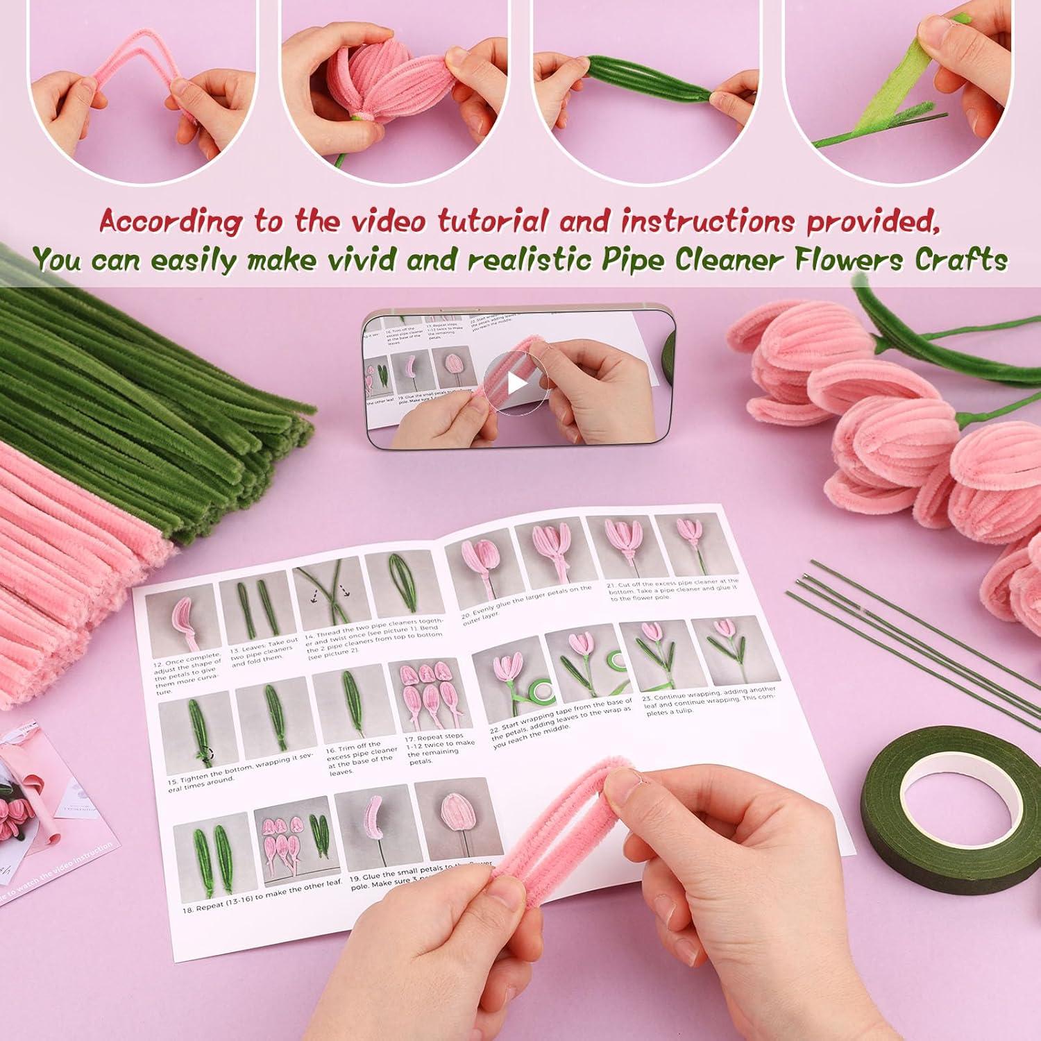 Kit de Manualidades UzecPk - Limpiapipas Rosa y Verde