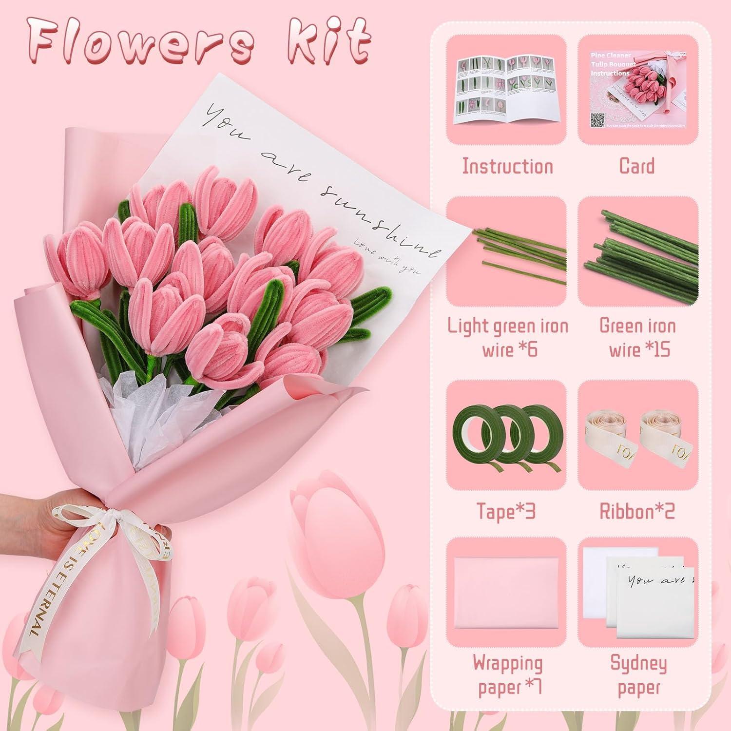 Kit de Manualidades UzecPk - Limpiapipas Rosa y Verde