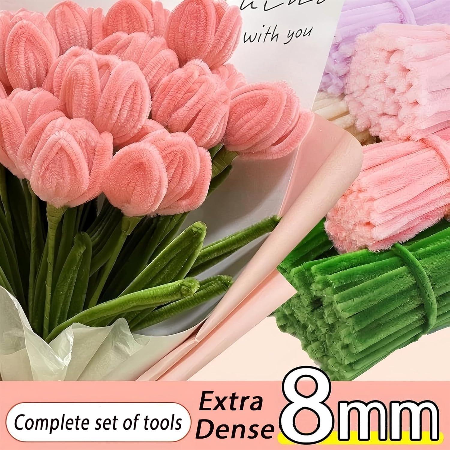 Juego de limpiapipas 300 piezas 8mm Rosa Verde Manualidades