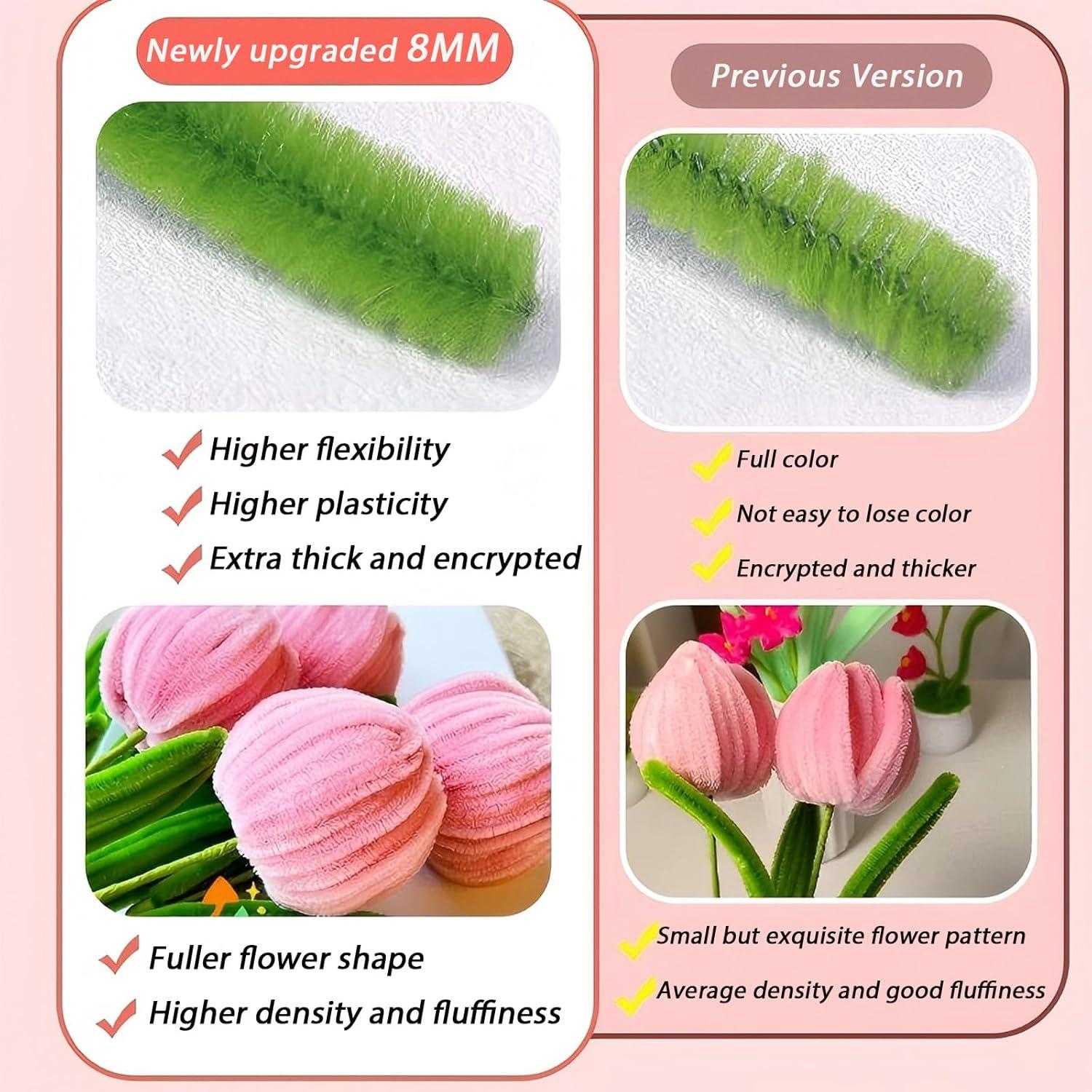 Juego de limpiapipas 300 piezas 8mm Rosa Verde Manualidades