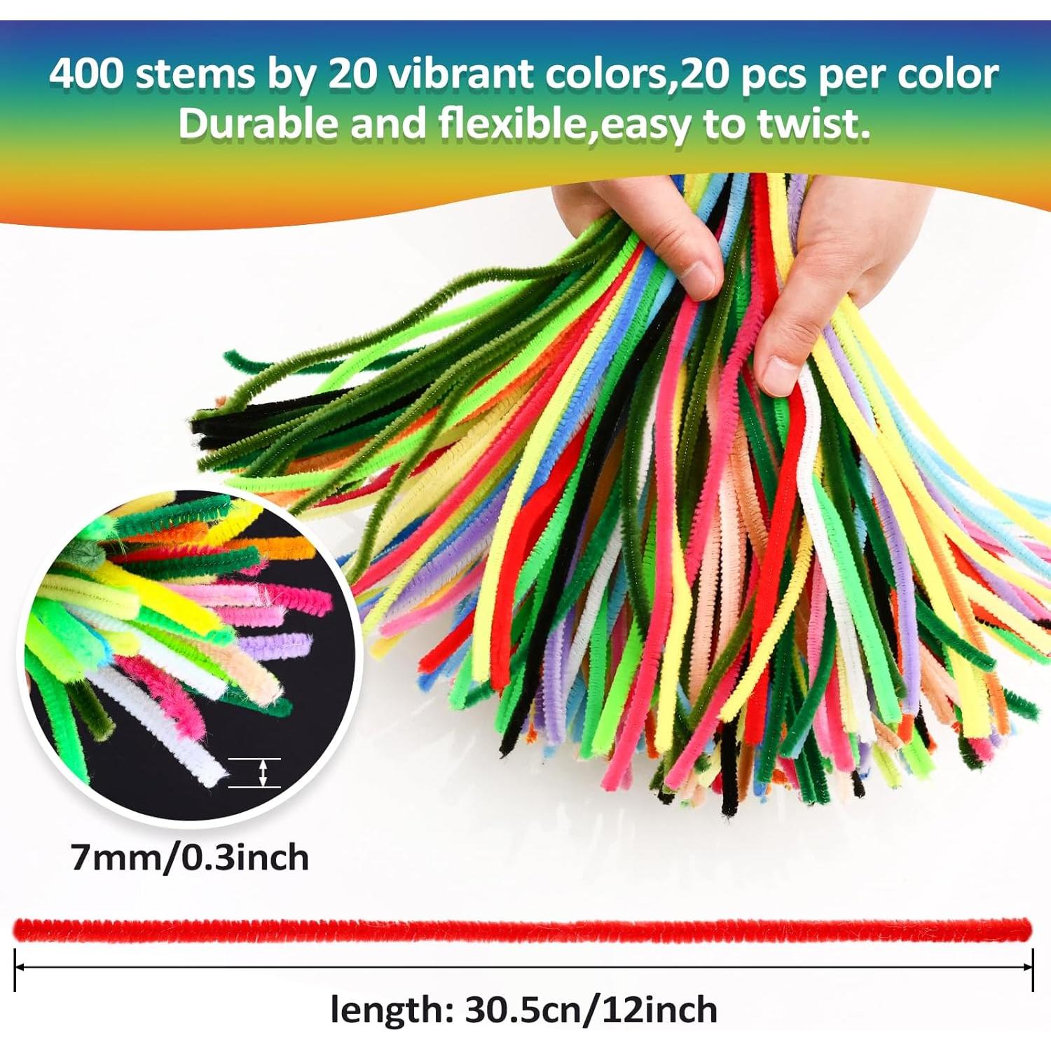 400 Limpiapipas Chenille MITINU 30.48cm 20 Colores Manualidades