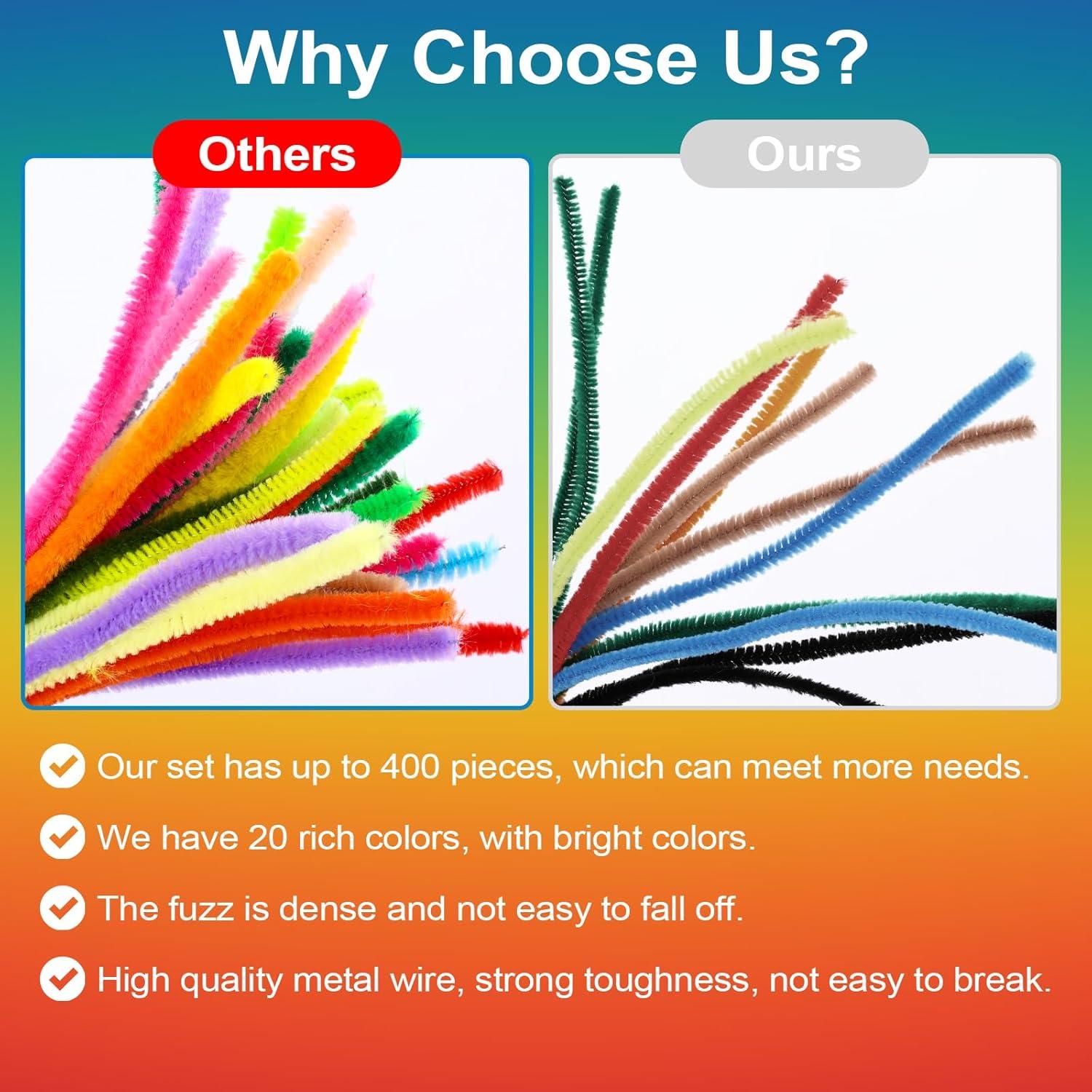 400 Limpiapipas Chenille MITINU 30.48cm 20 Colores Manualidades