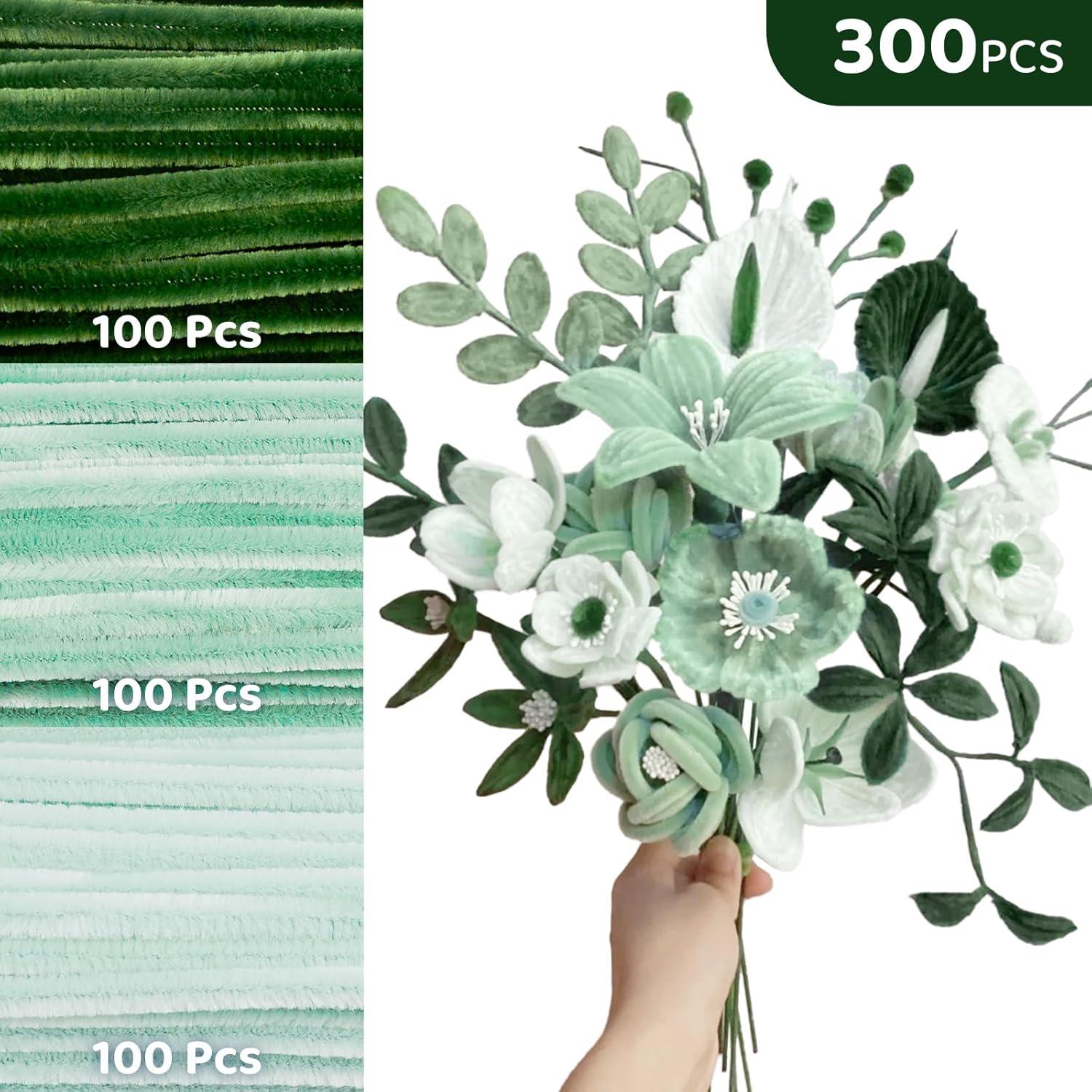 Limpiapipas Chenille Verde Pastel 300 Piezas 30.48 cm