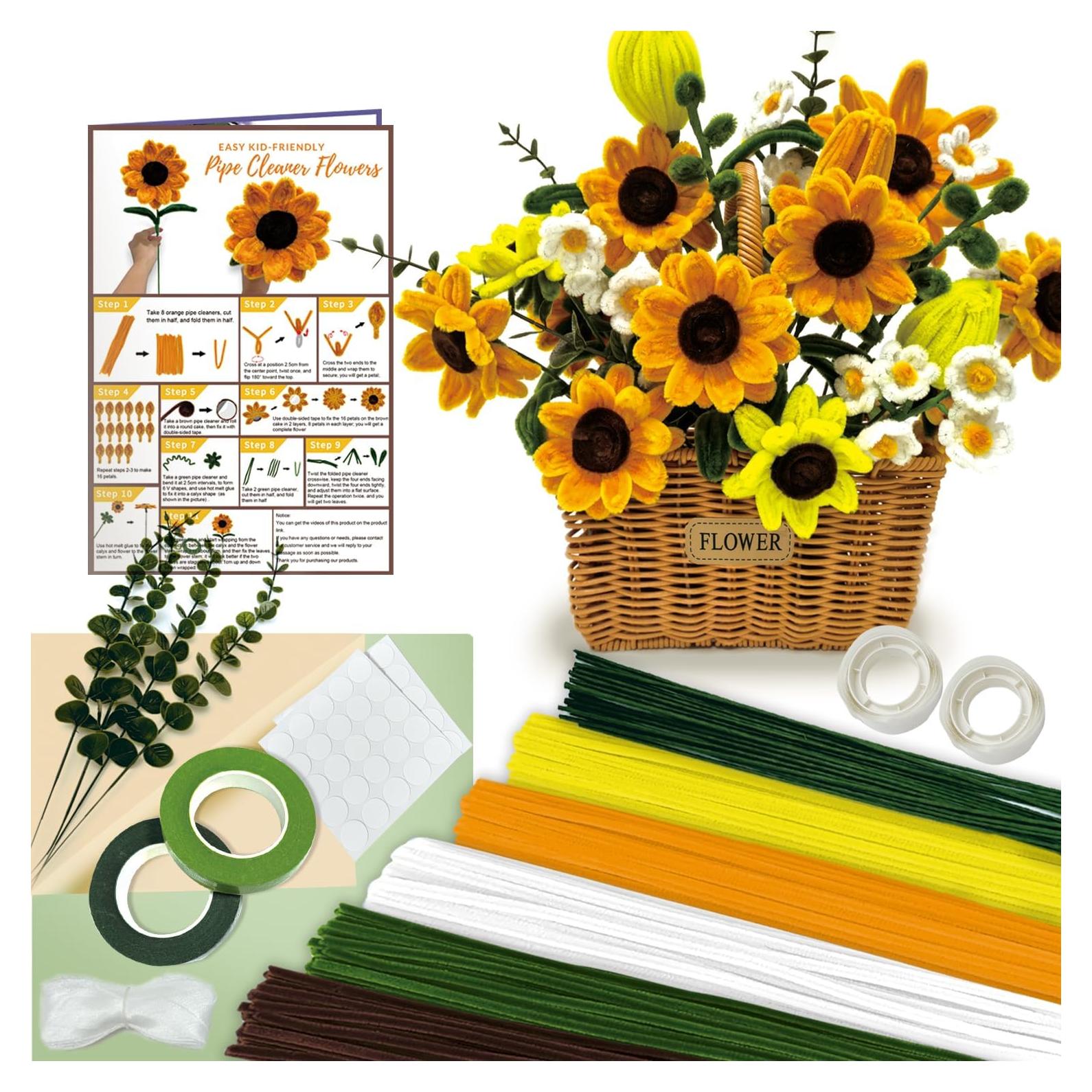 Kit de Manualidades Morcheiong 480 Piezas Flores DIY Verde Amarillo