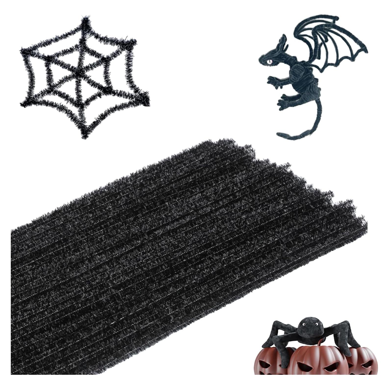 100 Limpiapipas Negros Chenille 30.48 cm para Manualidades