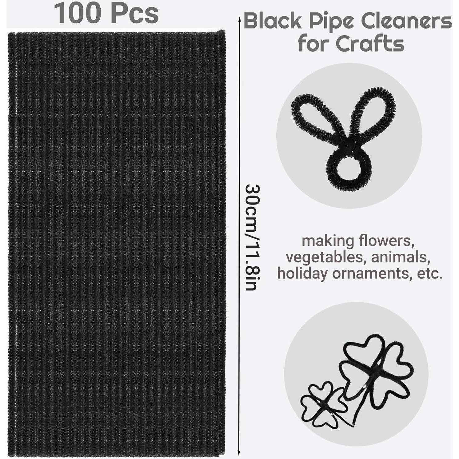 100 Limpiapipas Negros Chenille 30.48 cm para Manualidades