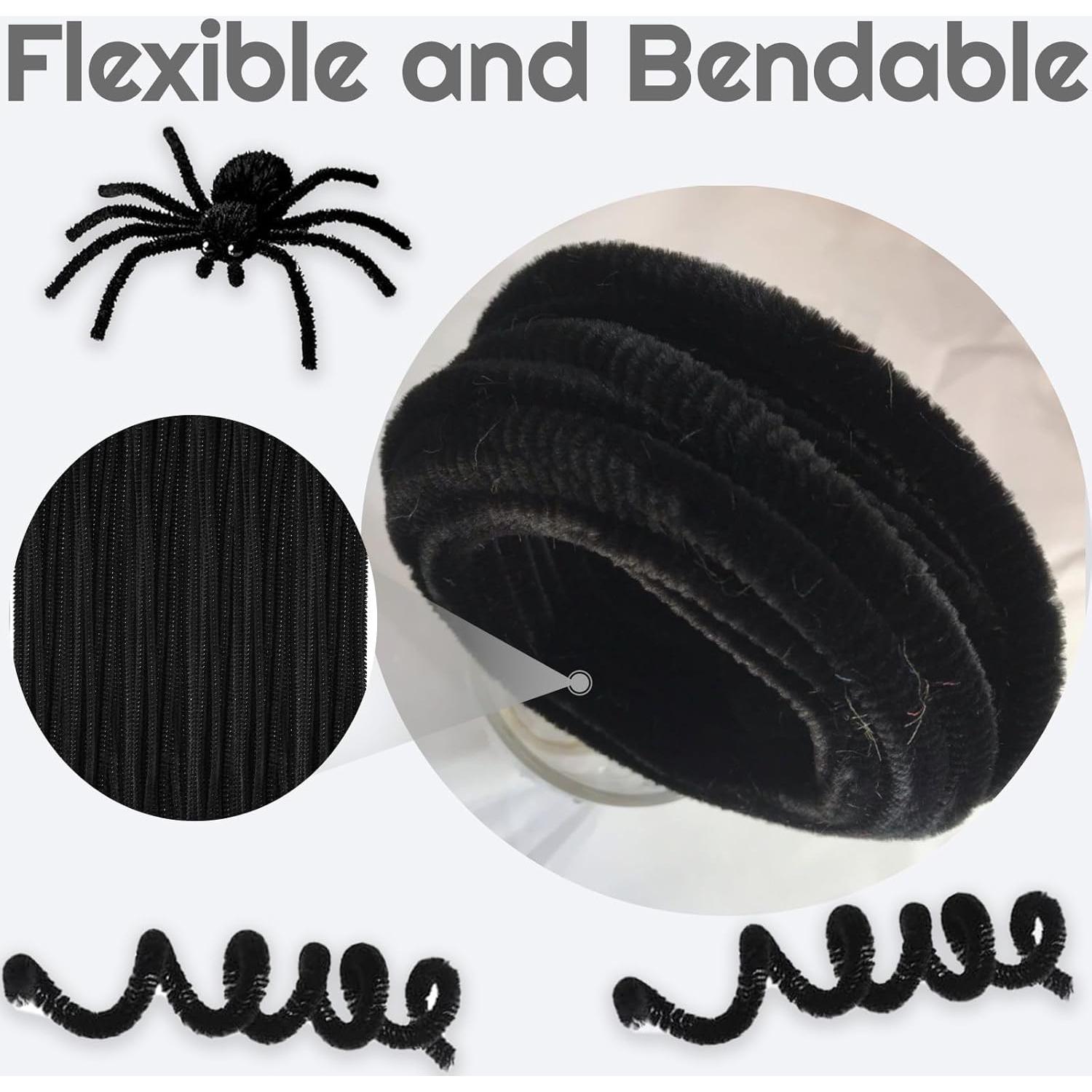 100 Limpiapipas Negros Chenille 30.48 cm para Manualidades