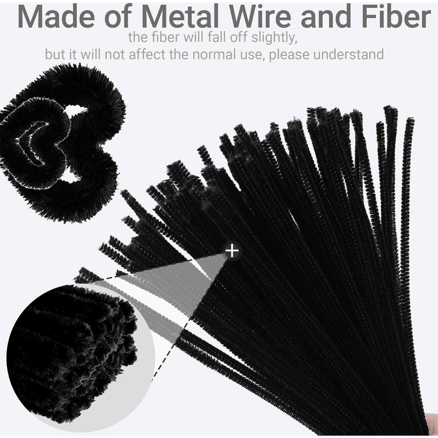 100 Limpiapipas Negros Chenille 30.48 cm para Manualidades